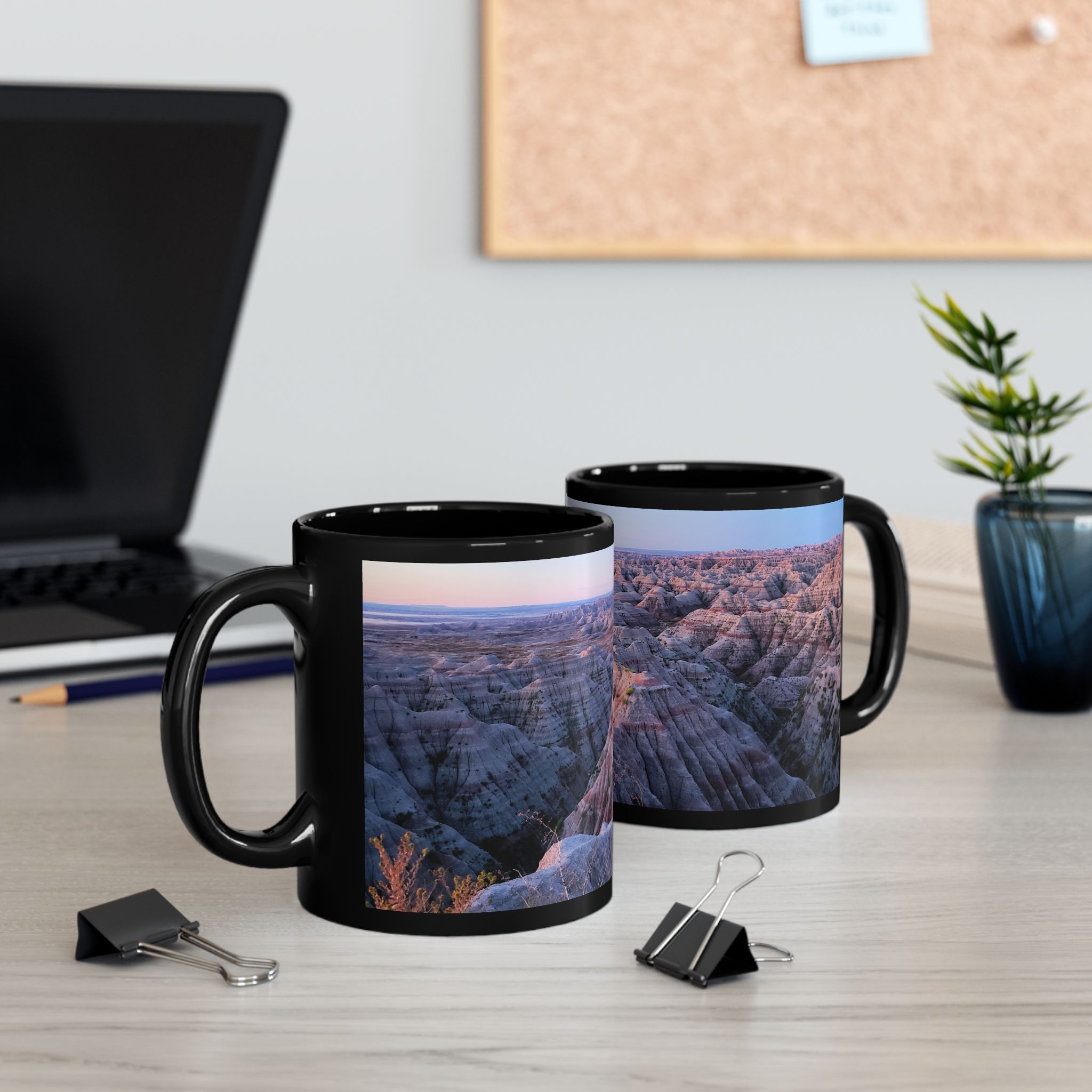 Sunrise Over Pink Sandstone Buttes at Badlands National Park Ceramic Wraparound Mug - Durable Black Coffee Cup with Scenic Original GentleSeas Photography - Image 5