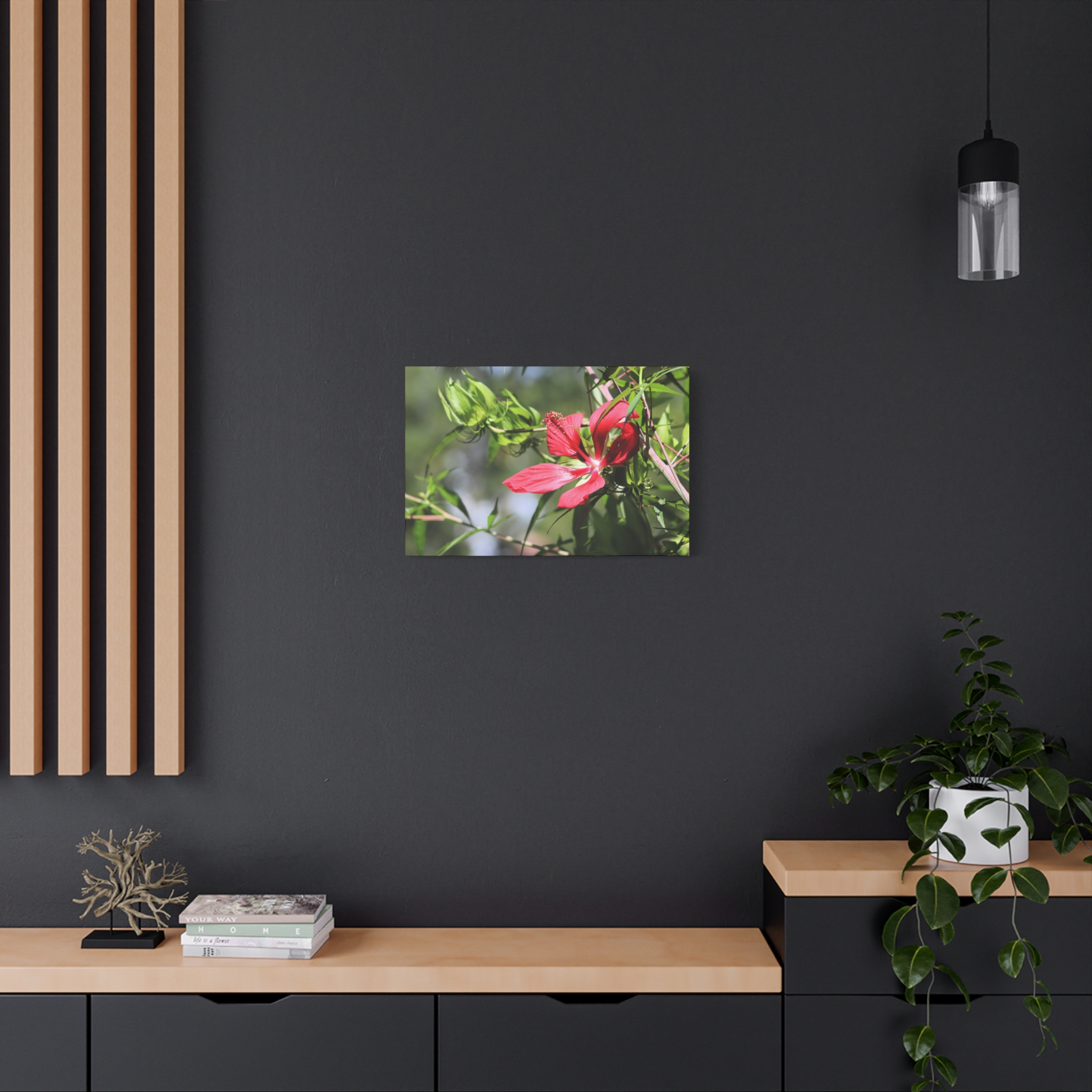 Blazing Star Hibiscus Canvas Wall Art – Vibrant Red Summer Flower Photography, Botanical Nature Print from North Carolina Gardens – Wrapped Canvas Home Decor - Image 16