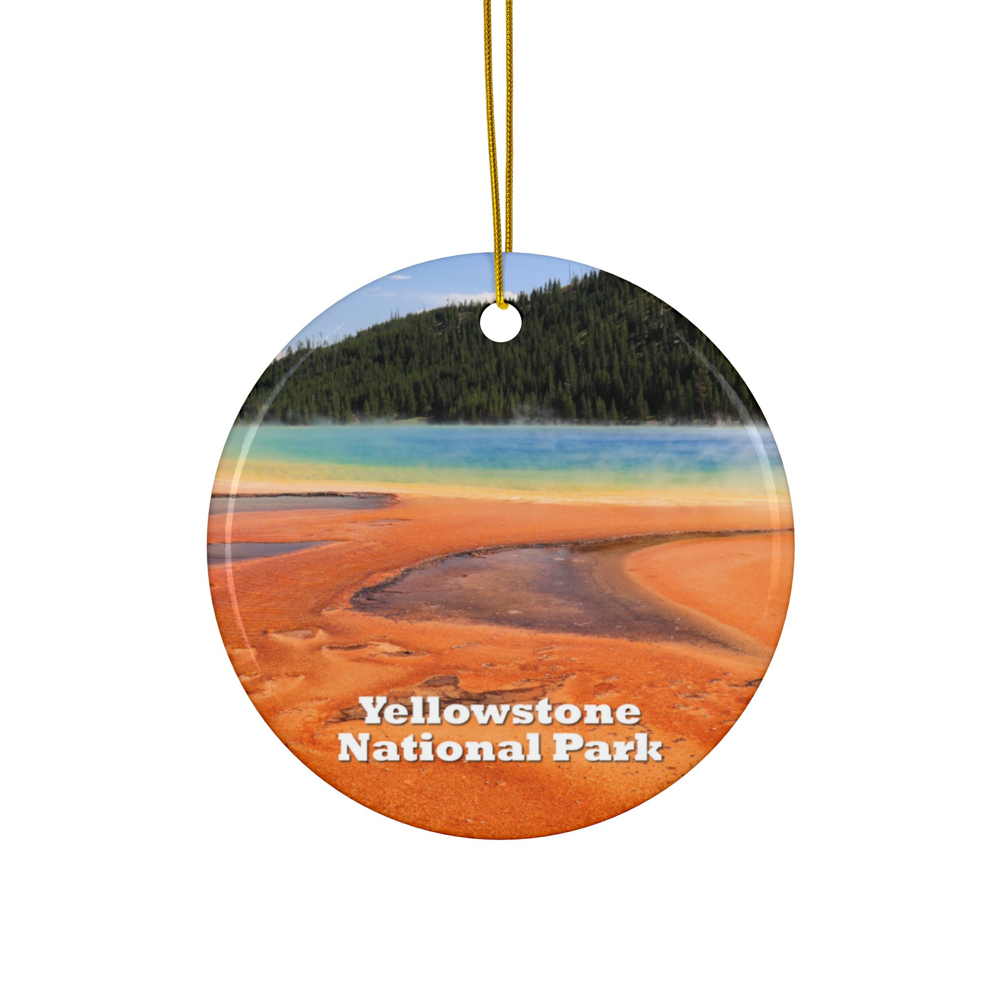 Grand Prismatic Spring Ceramic Ornament Featuring Vibrant Yellowstone National Park Photography for Holiday Decorating and Keepsakes - Image 2