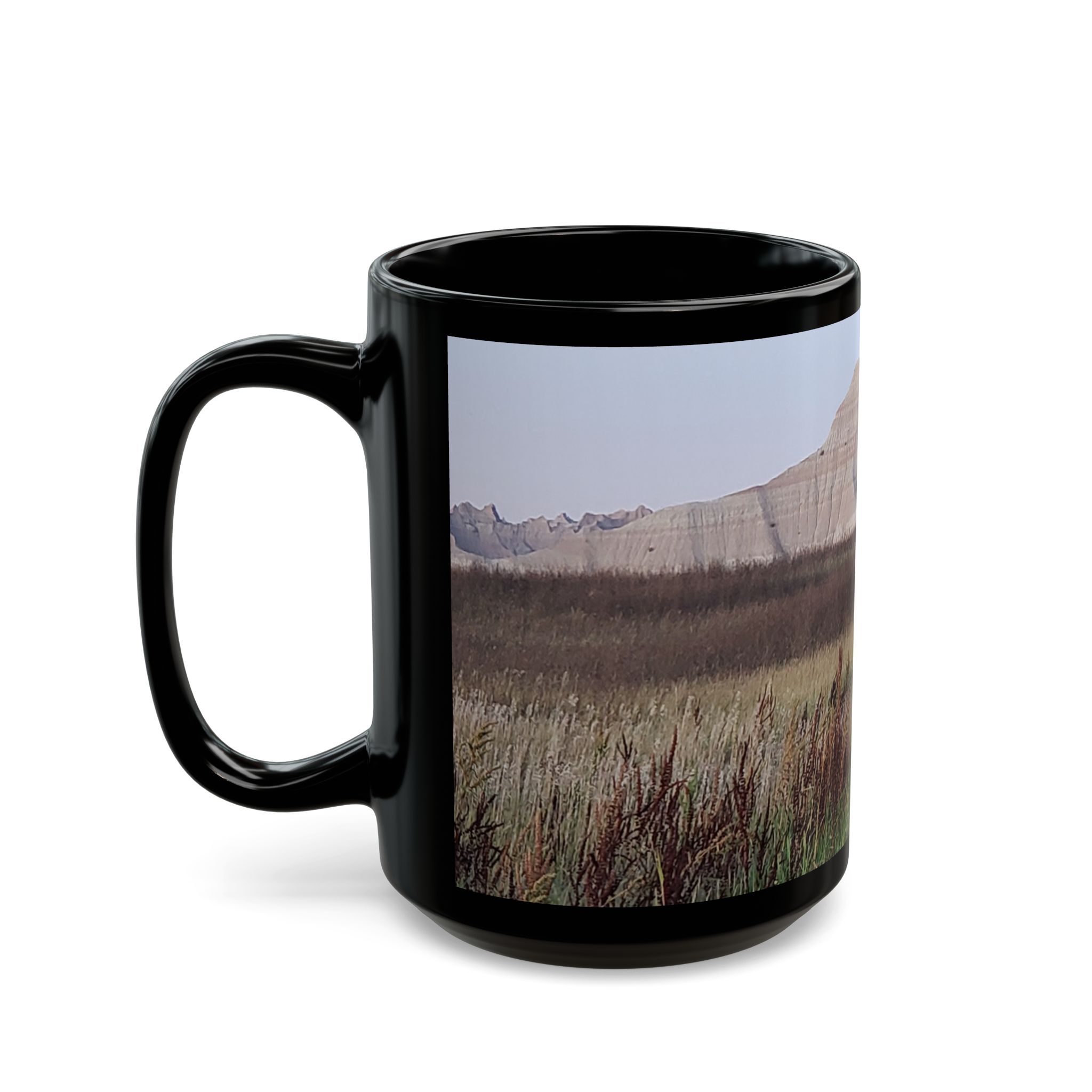 Sandstone Buttes at Badlands National Park Black Ceramic Wraparound Mug with Scenic Photo Print, Original GentleSeas Photography - Image 8