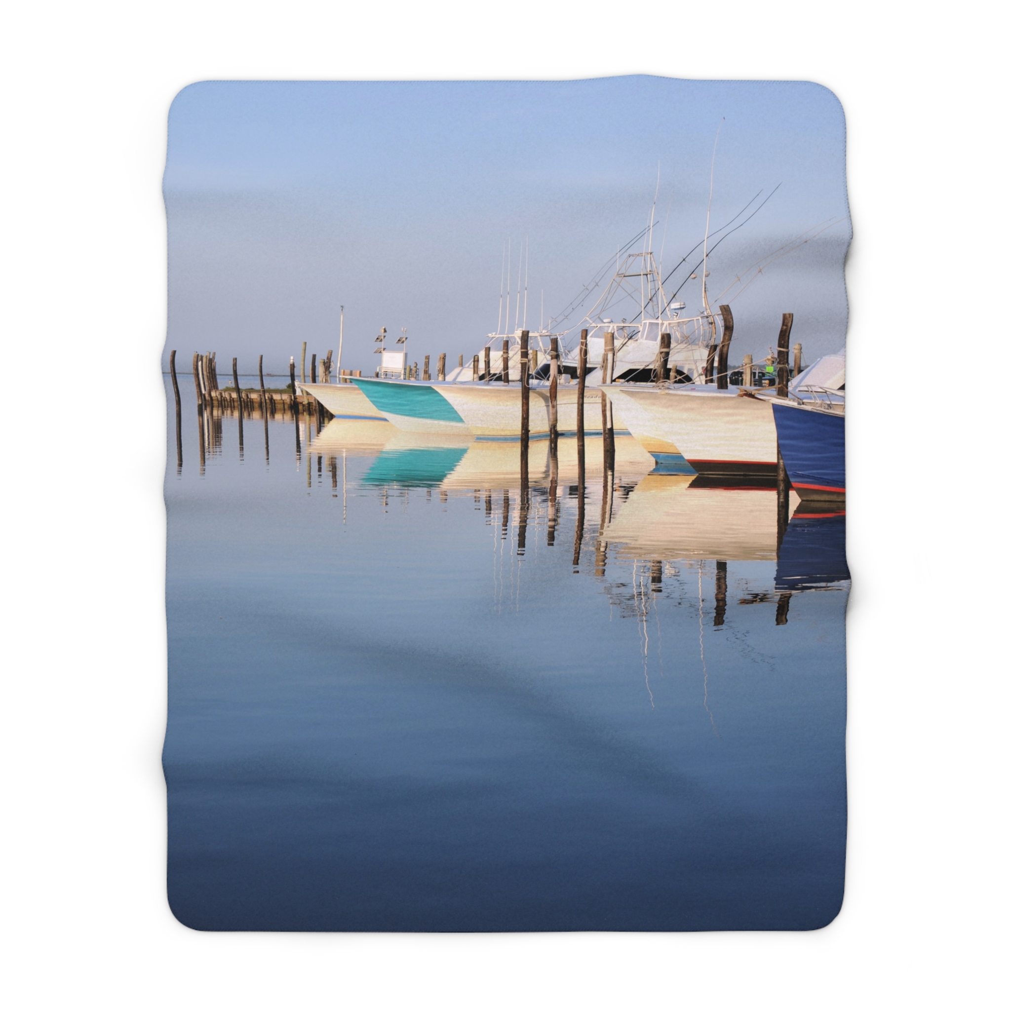 GentleSeas Sherpa Fleece Blanket Featuring Commercial Fishing Boats at Oregon Inlet on Outer Banks - Cozy Coastal Photography Throw - Image 5