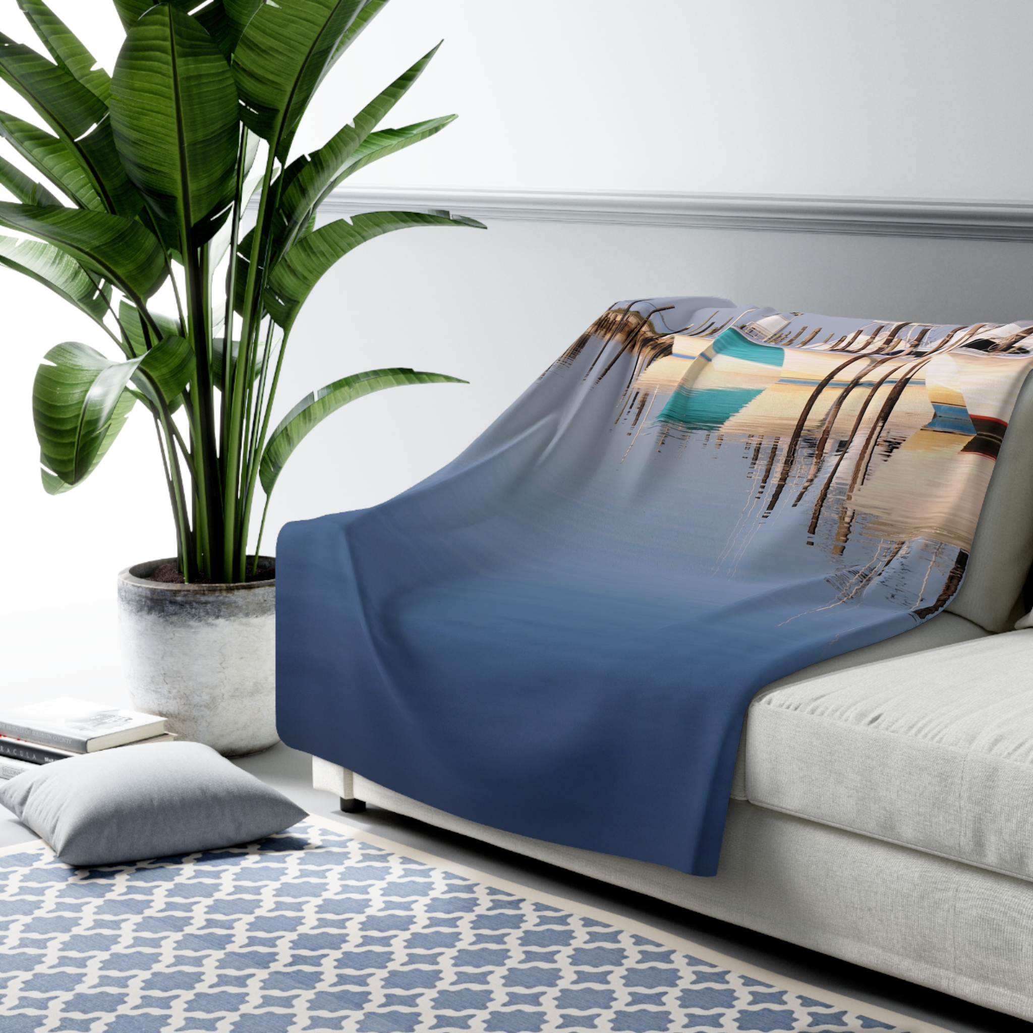GentleSeas Sherpa Fleece Blanket Featuring Commercial Fishing Boats at Oregon Inlet on Outer Banks - Cozy Coastal Photography Throw - Image 7