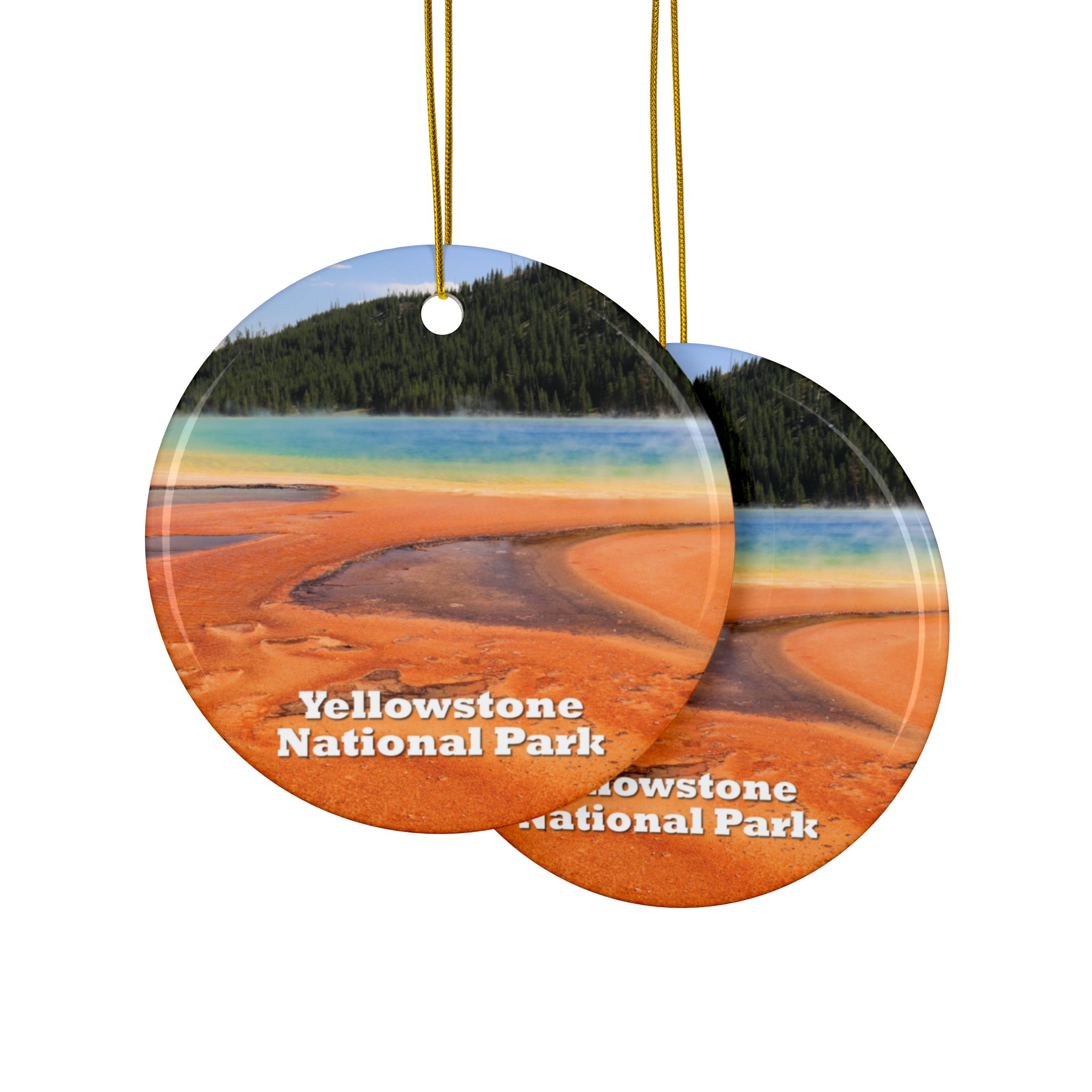 Grand Prismatic Spring Ceramic Ornament Featuring Vibrant Yellowstone National Park Photography for Holiday Decorating and Keepsakes - Image 3