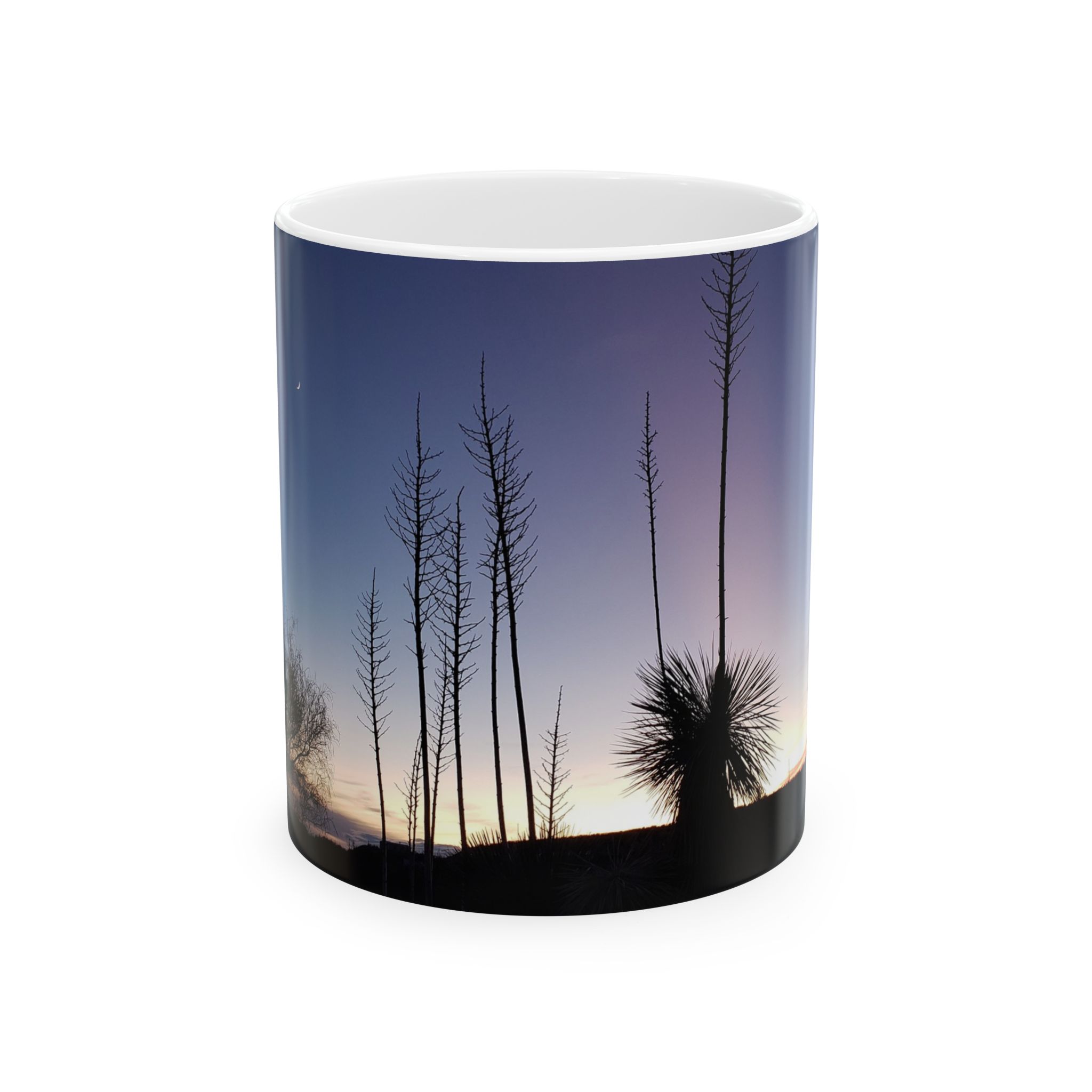 Yuccas at Dusk Ceramic Mug Featuring Caballo New Mexico Landscape Photography by GentleSeas
