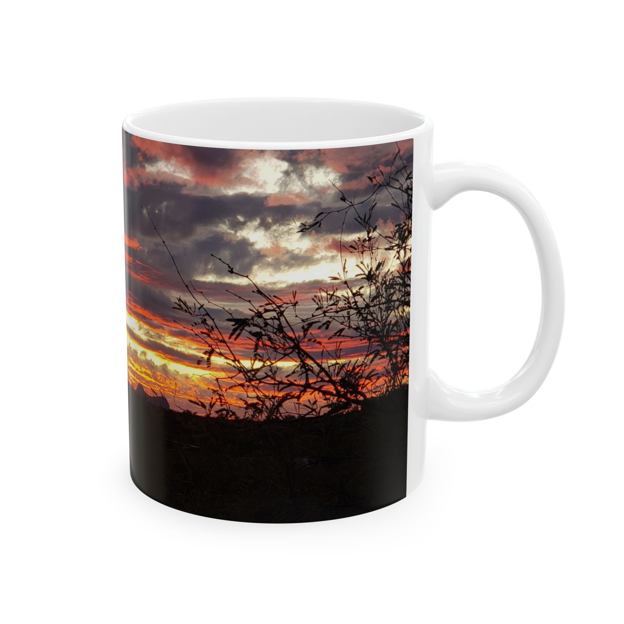 Arizona Sunset with Saguaro Cactus Ceramic Wraparound Mug, Scenic Catalina State Park Drinkware for Nature Lovers, Original GentleSeas Photography - Image 5