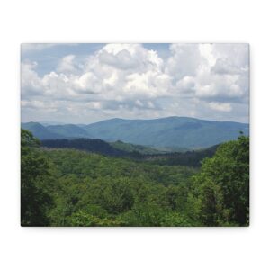 Great Smoky Mountains National Park Wrapped Canvas Wall Art – Appalachian Landscape of Blue Ridges and Green Forests in Tennessee