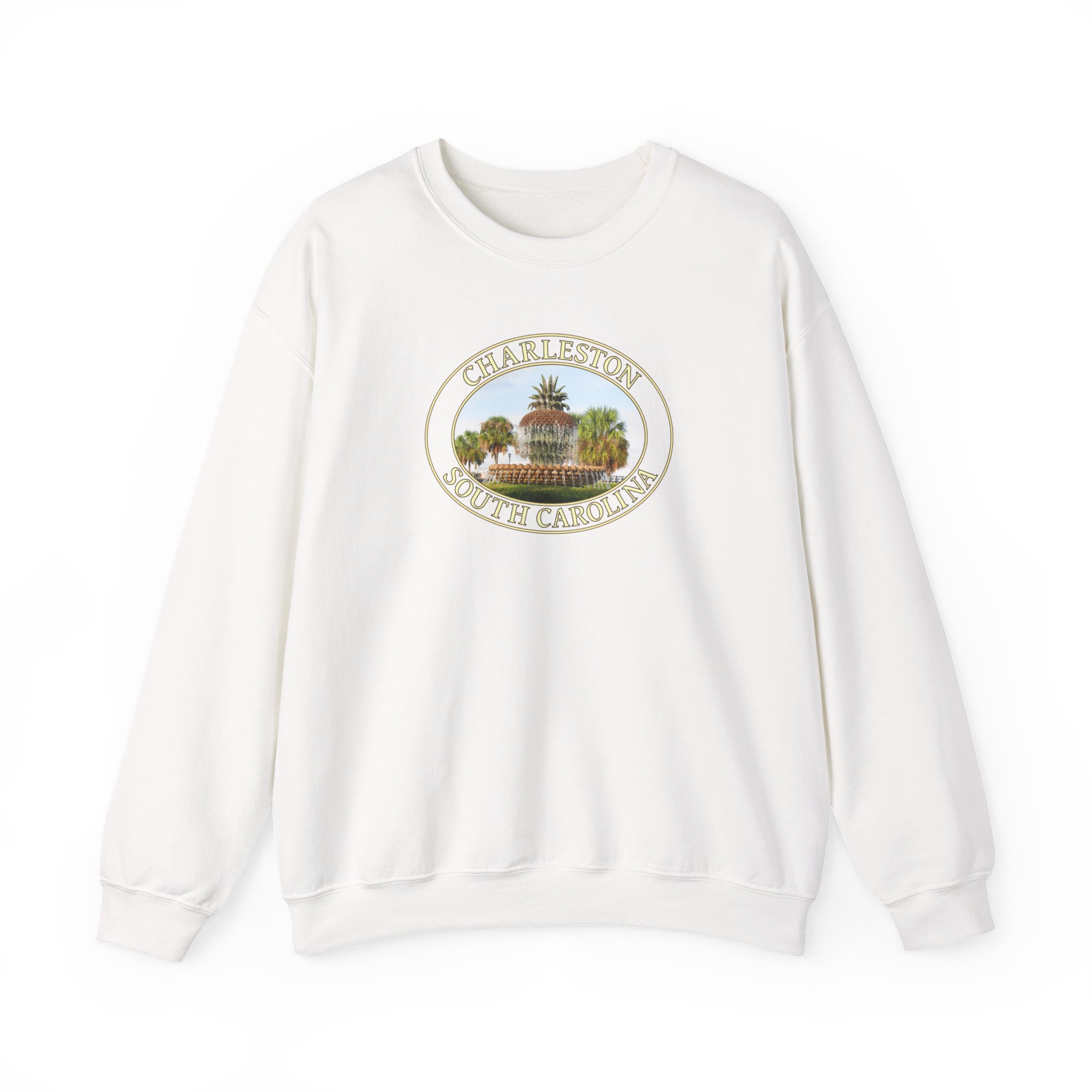 GentleSeas Pineapple Fountain Charleston SC Crewneck Sweatshirt - Cozy Travel & Nature Apparel - Image 3