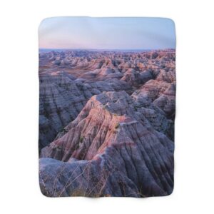 GentleSeas Sherpa Fleece Blanket Featuring Sunrise Over Pink Sandstone Buttes at Badlands National Park - Cozy, Vibrant Travel-Inspired Throw