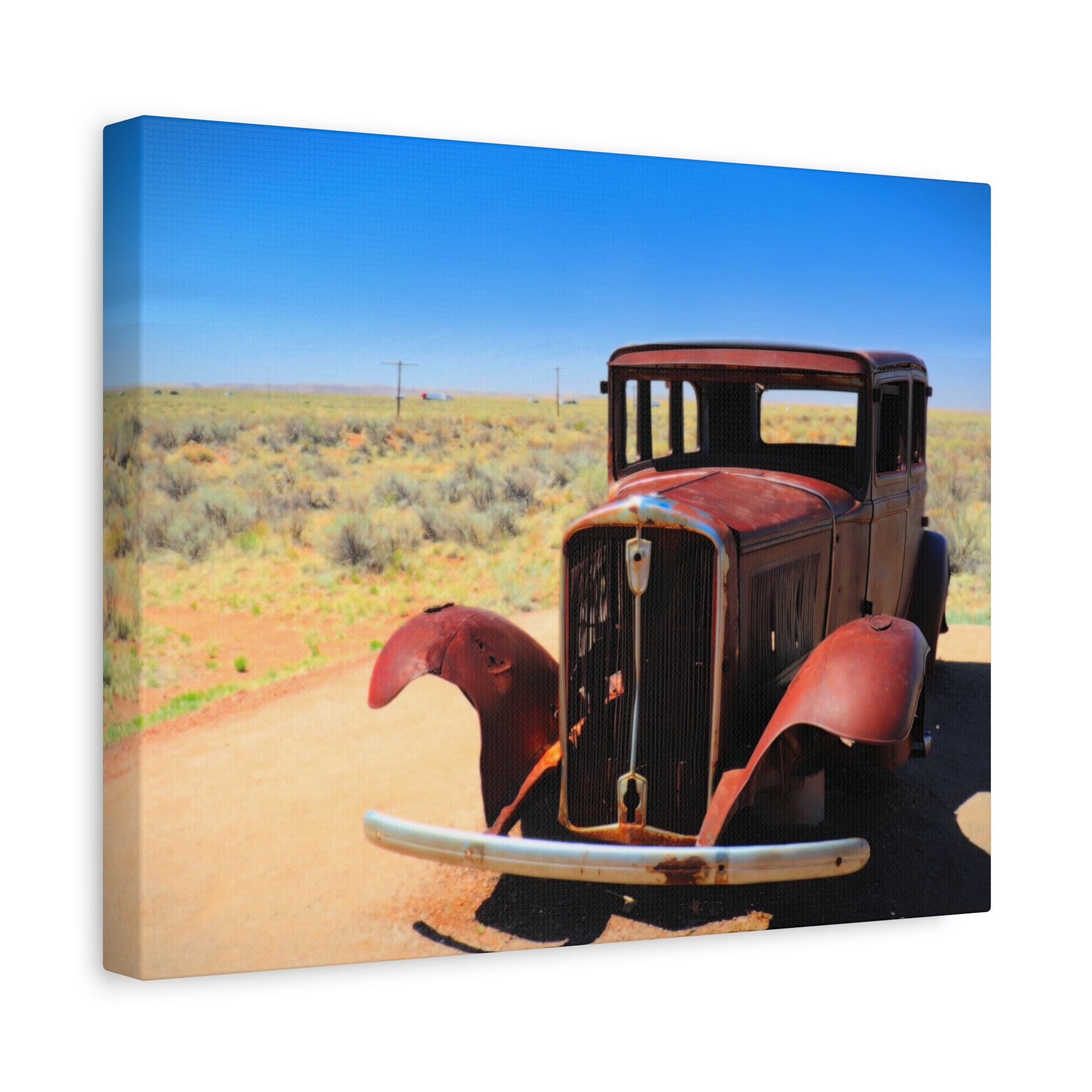 Antique Car – Wrapped Canvas Wall Art | Route 66 Near Holbrook, Arizona Print | Vintage Americana Desert Home Decor - Image 6