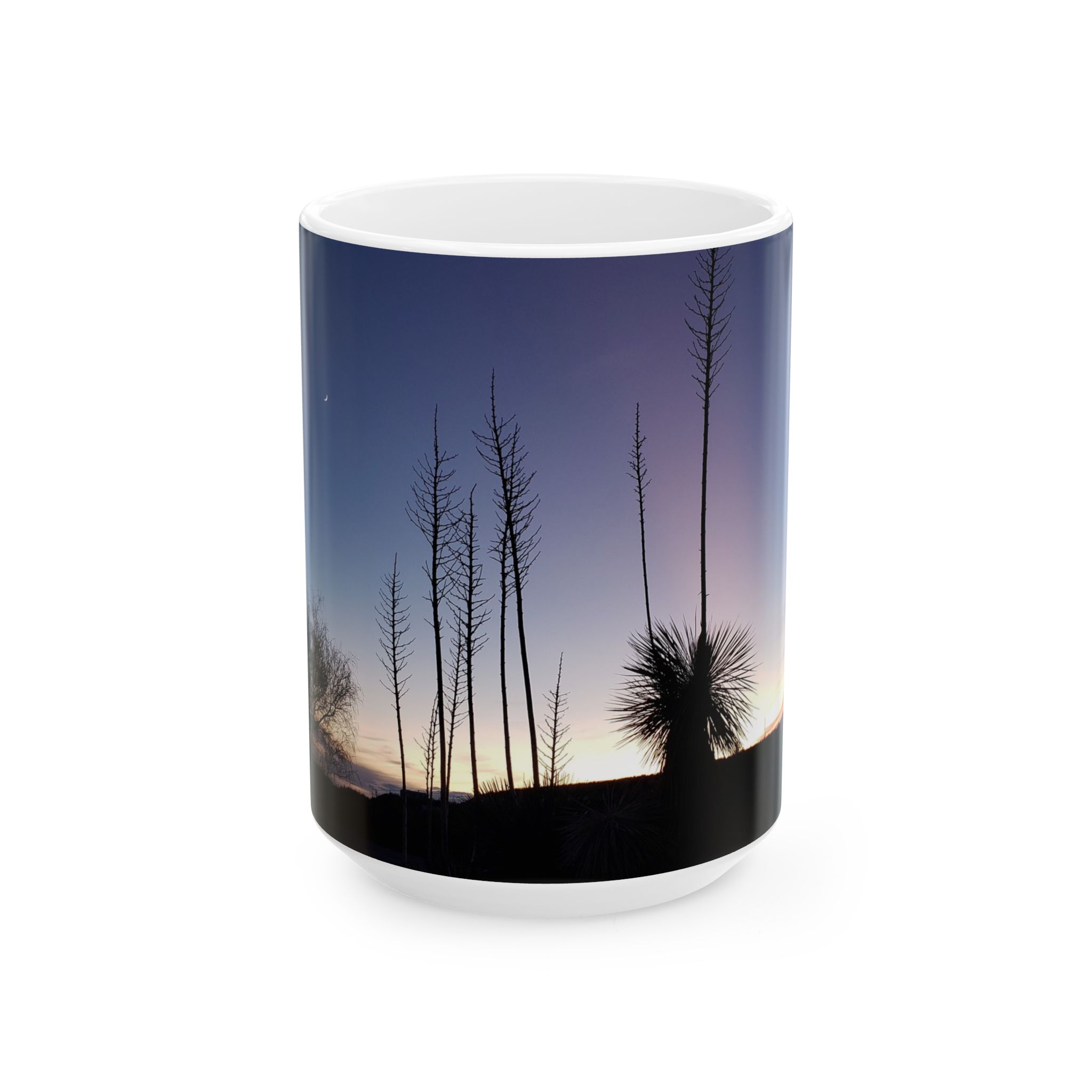 Yuccas at Dusk Ceramic Mug Featuring Caballo New Mexico Landscape Photography by GentleSeas - Image 6