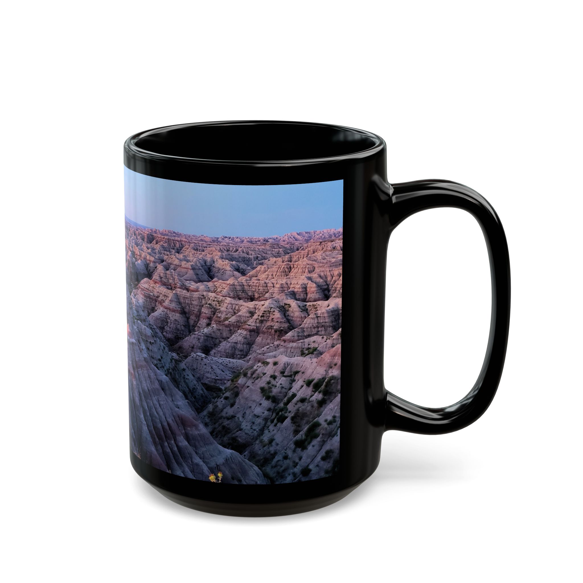 Sunrise Over Pink Sandstone Buttes at Badlands National Park Ceramic Wraparound Mug - Durable Black Coffee Cup with Scenic Original GentleSeas Photography - Image 7