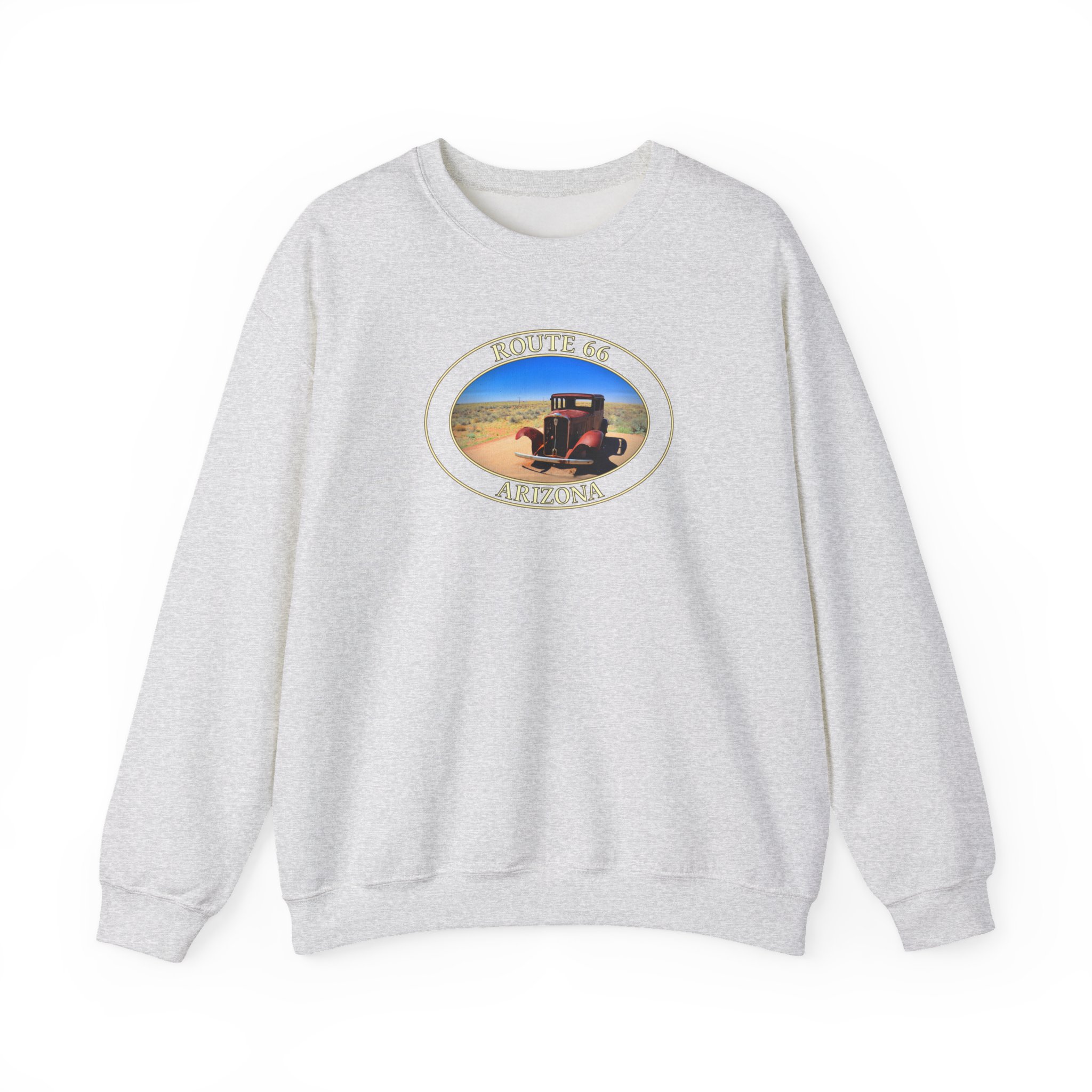 GentleSeas Crewneck Sweatshirt Featuring Antique Car on Historic Route 66 in Petrified Forest National Park - Image 5