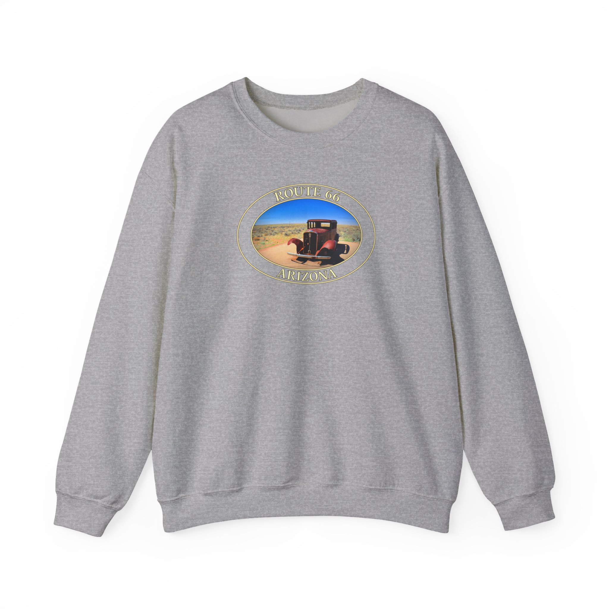 GentleSeas Crewneck Sweatshirt Featuring Antique Car on Historic Route 66 in Petrified Forest National Park - Image 11