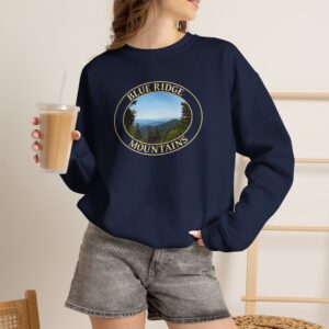 Blue Ridge Mountains of North Carolina Crewneck Sweatshirt, Cozy Outdoor Travel Apparel, Original GentleSeas Photography