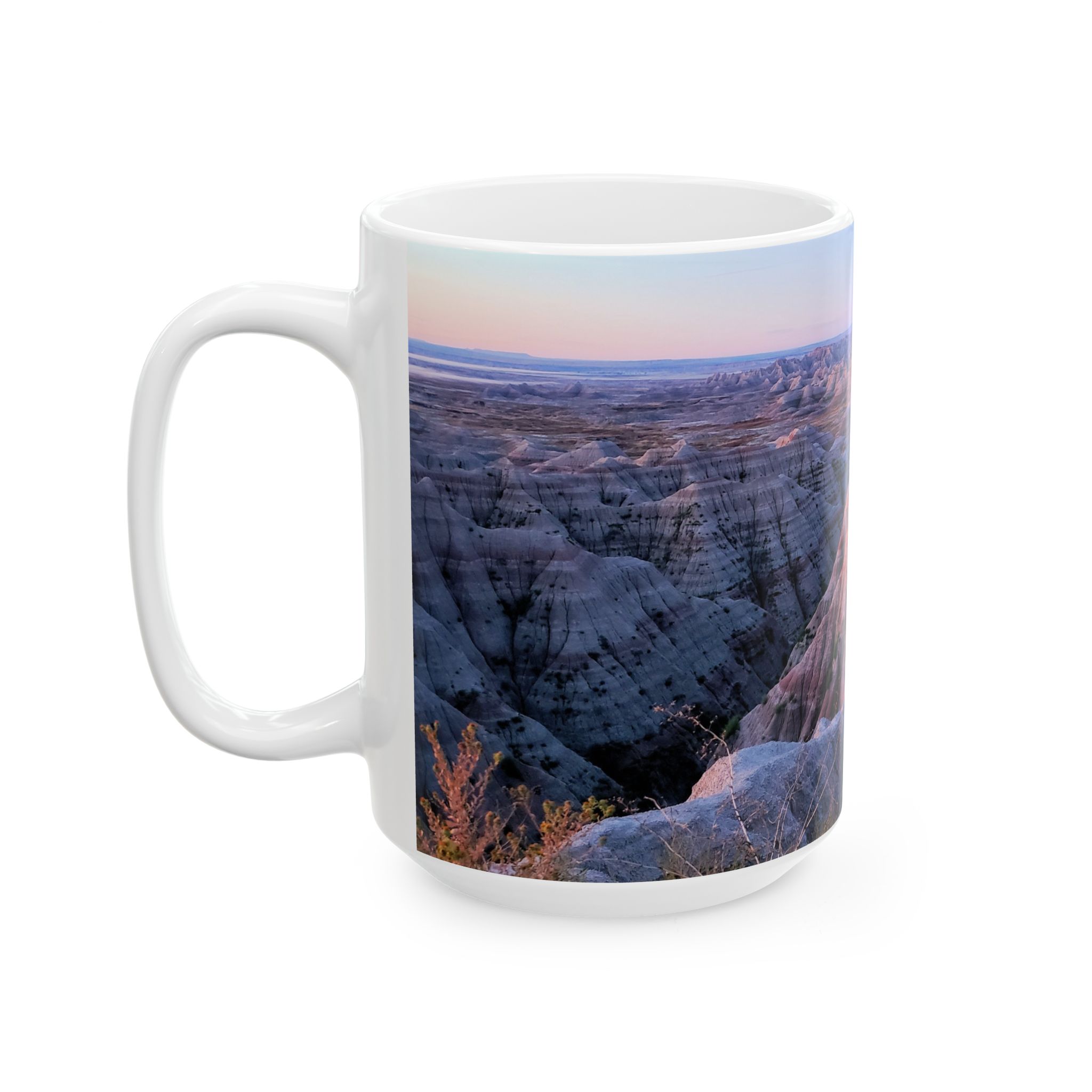 Sunrise Over Pink Sandstone Buttes at Badlands National Park Ceramic Wraparound Mug, Scenic Nature Photography Coffee Cup, Original GentleSeas Photography - Image 8