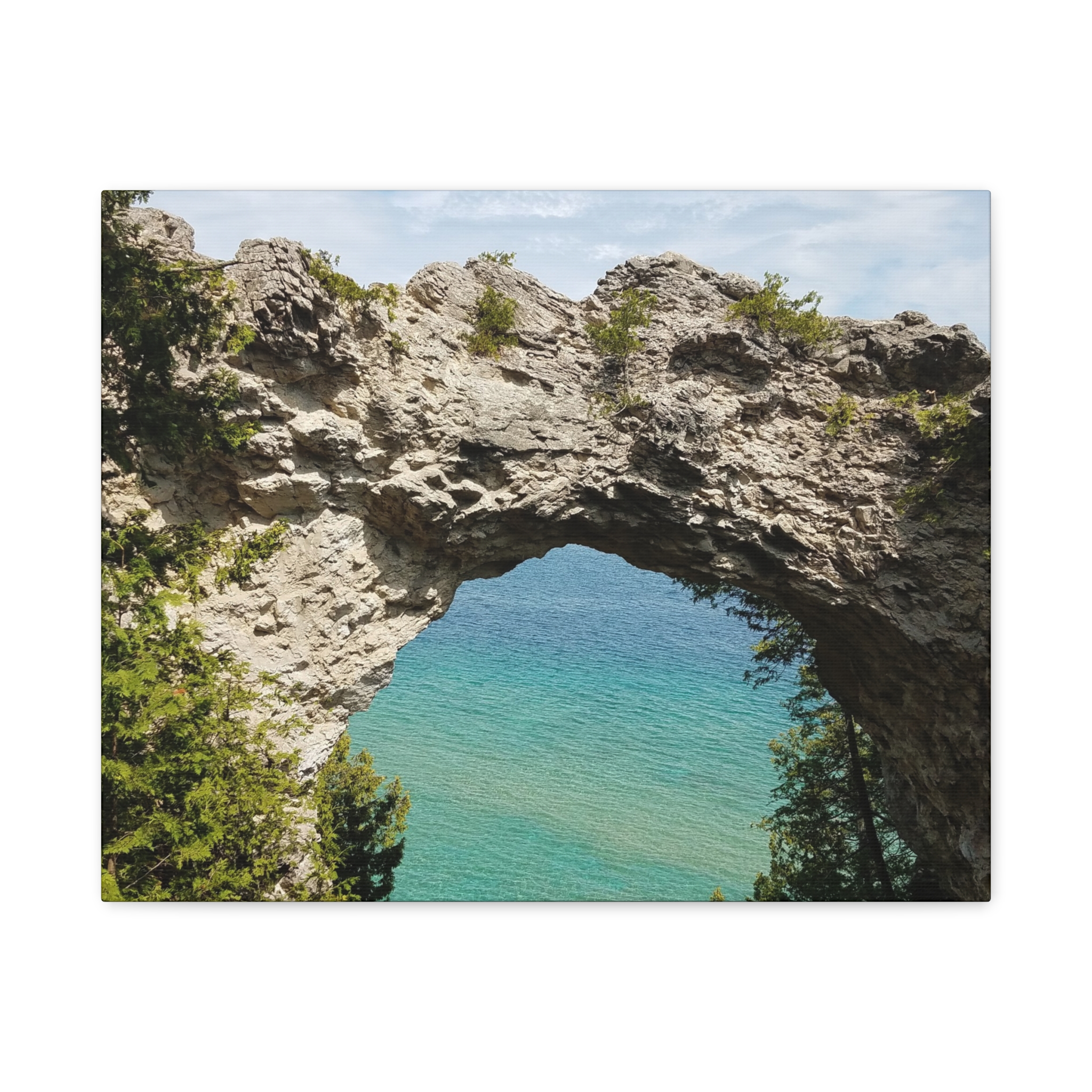 Arch Rock on Mackinac Island Wrapped Canvas Wall Art – Lake Huron Scenic Photography – Michigan Great Lakes Landmark Nature Décor – Limestone Rock Formation Print Ready to Hang - Image 9