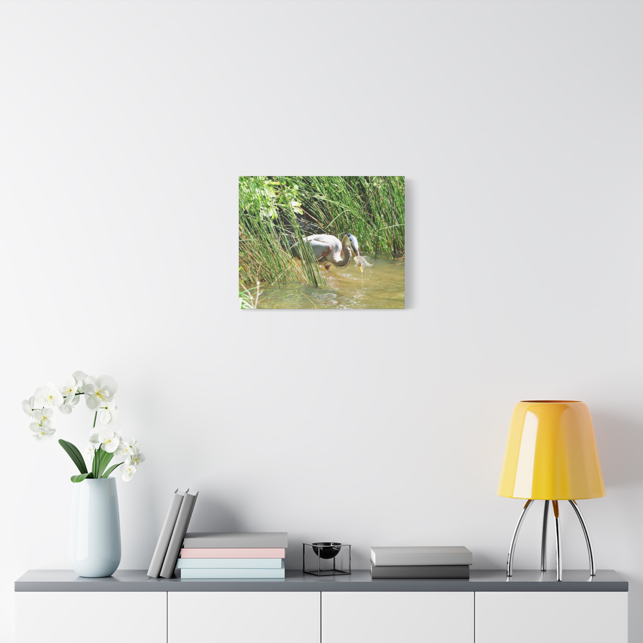 Gallery Wrapped Canvas Wall Art – Great Blue Heron with Fish in Reeds – North Carolina Wetlands Wildlife Photography Coastal Bird Decor - Image 11