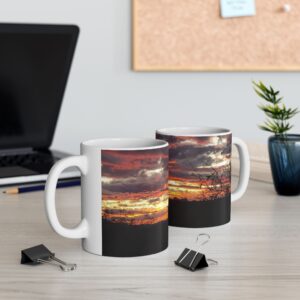 Arizona Sunset with Saguaro Cactus Ceramic Wraparound Mug, Scenic Catalina State Park Drinkware for Nature Lovers, Original GentleSeas Photography