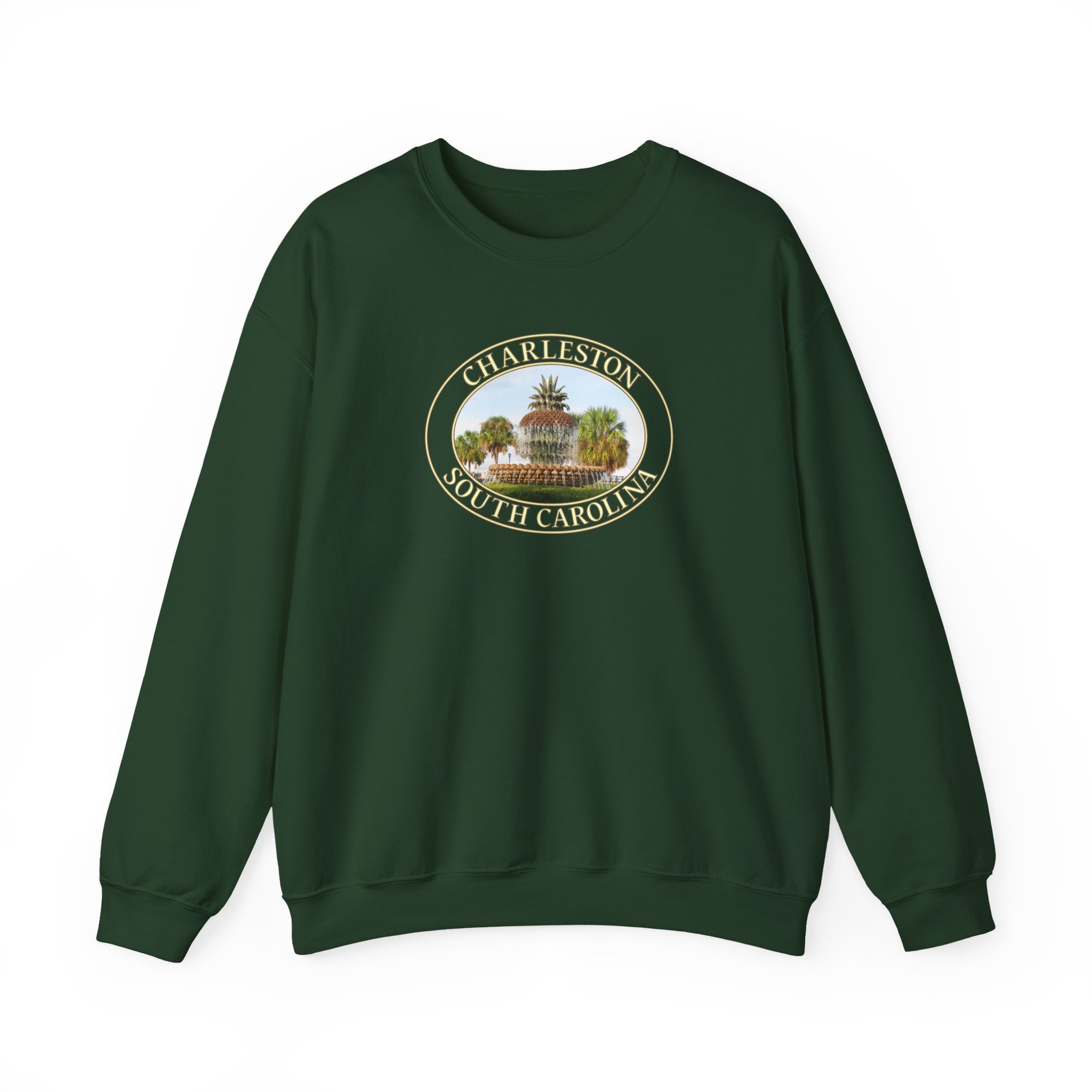 GentleSeas Pineapple Fountain Charleston SC Crewneck Sweatshirt - Cozy Travel & Nature Apparel - Image 2