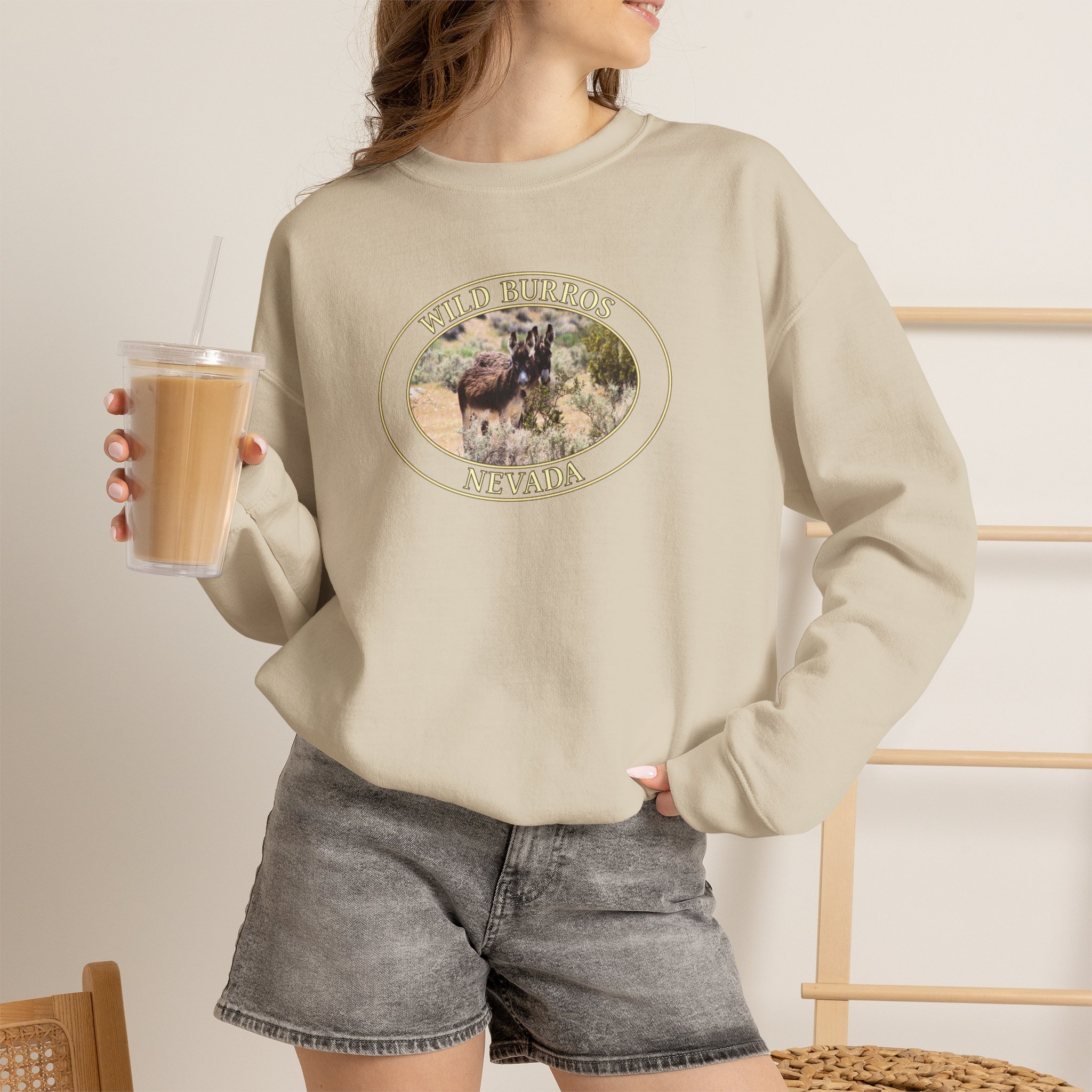 GentleSeas Wild Donkey Couple Crewneck Sweatshirt Featuring Original Western Nevada Photography - Image 10