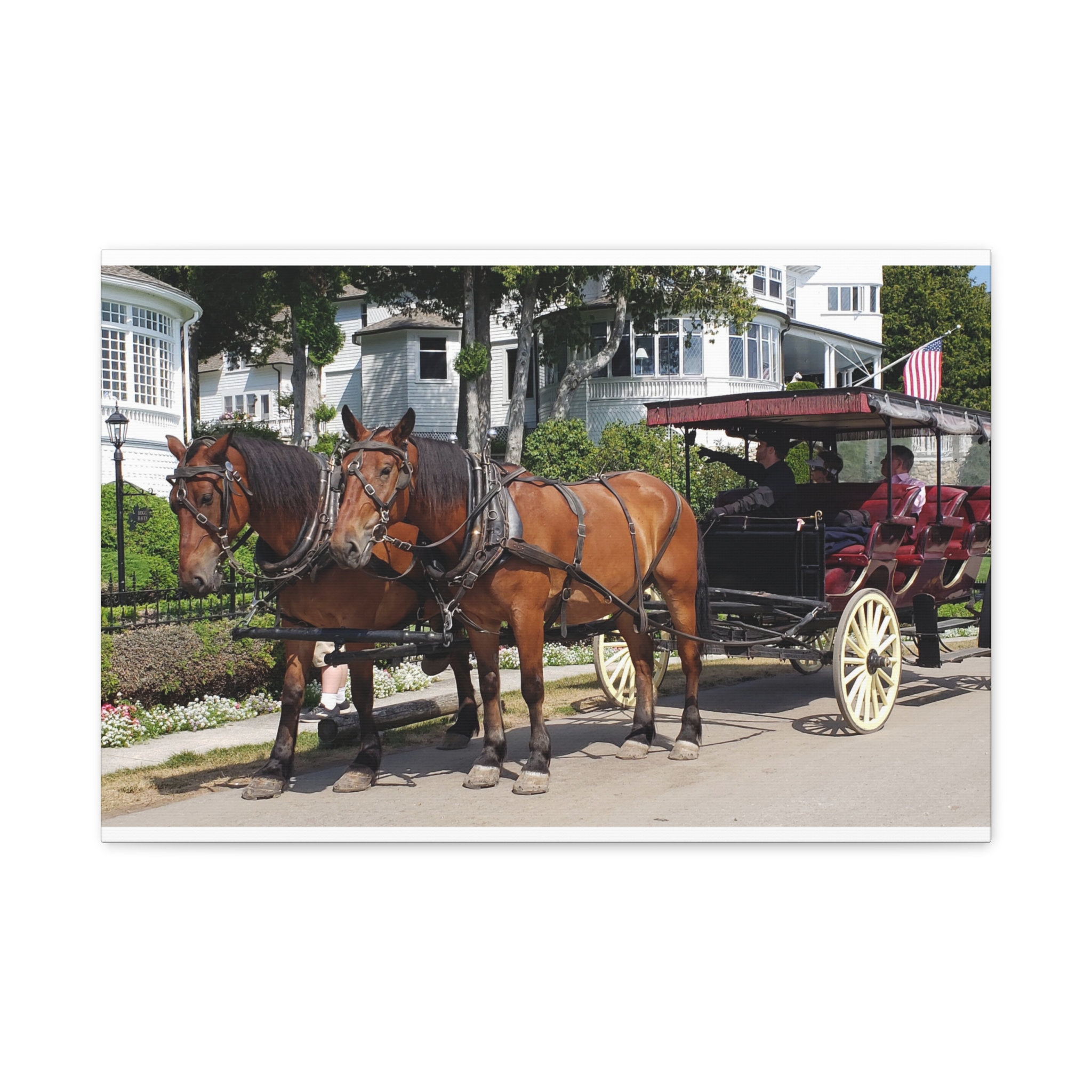 Horse and Carriage on West Bluff Mackinac Island Wrapped Canvas Wall Art – Historic Michigan Landmark Photography – Great Lakes Travel Décor – Horses, Carriage Rides, and Victorian Island Homes Print... - Image 13