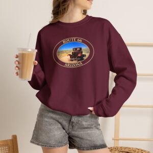 GentleSeas Crewneck Sweatshirt Featuring Antique Car on Historic Route 66 in Petrified Forest National Park