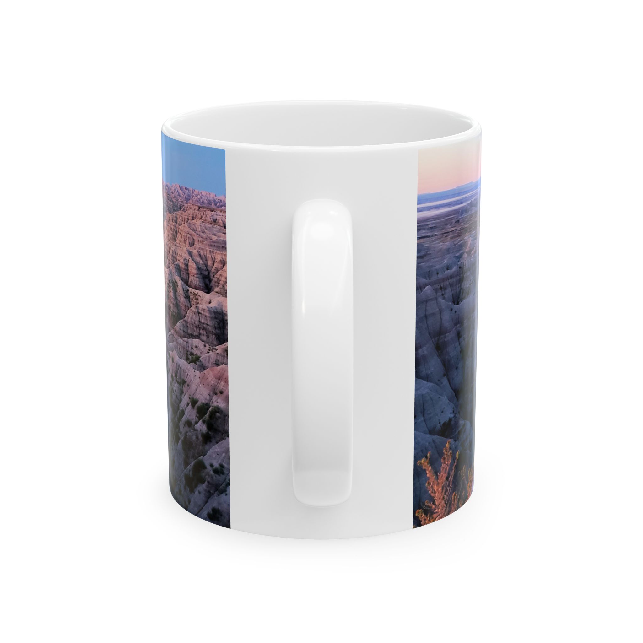 Sunrise Over Pink Sandstone Buttes at Badlands National Park Ceramic Wraparound Mug, Scenic Nature Photography Coffee Cup, Original GentleSeas Photography - Image 3