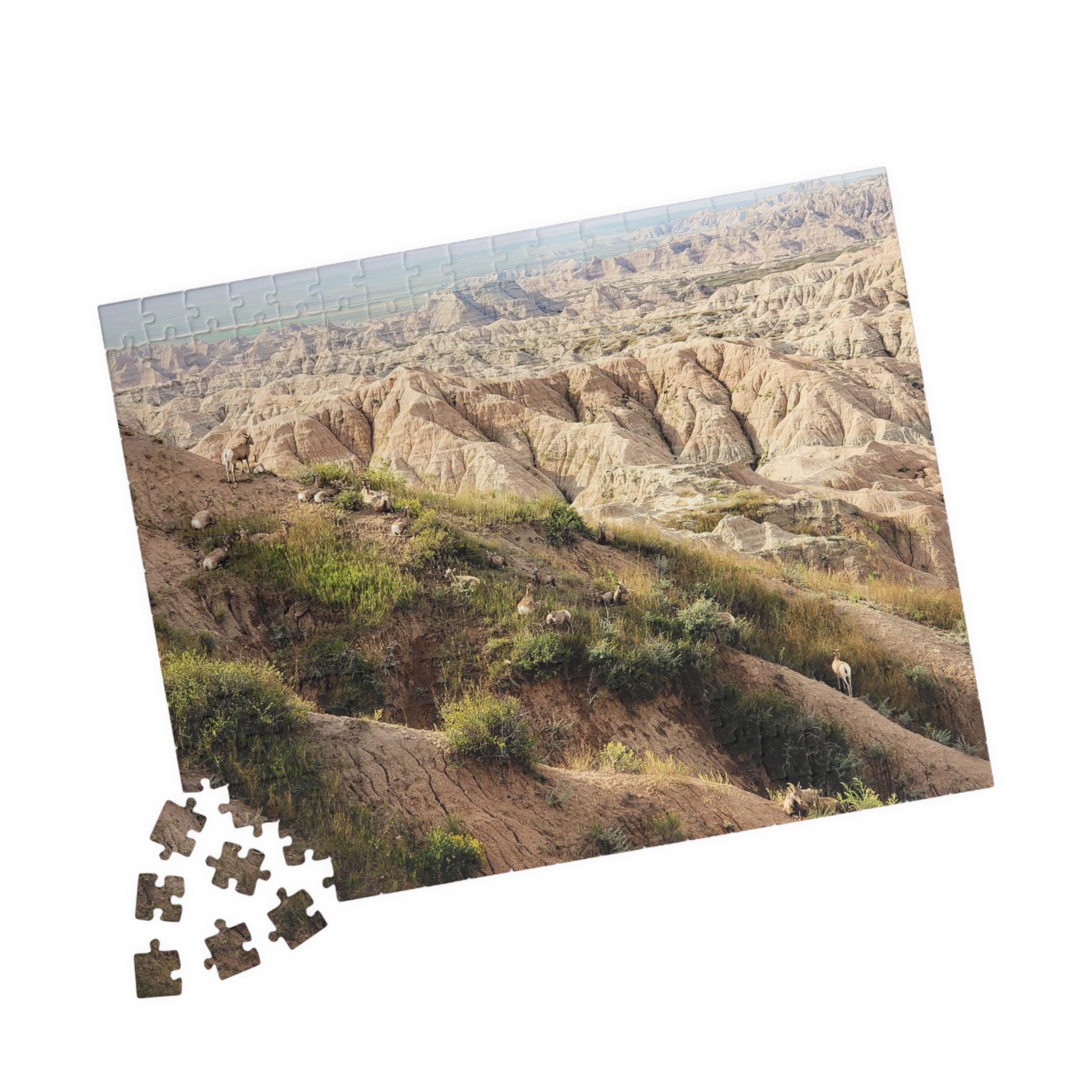 Bighorn Sheep Herd Puzzle Featuring Badlands National Park Landscape - Multiple Sizes - Image 7