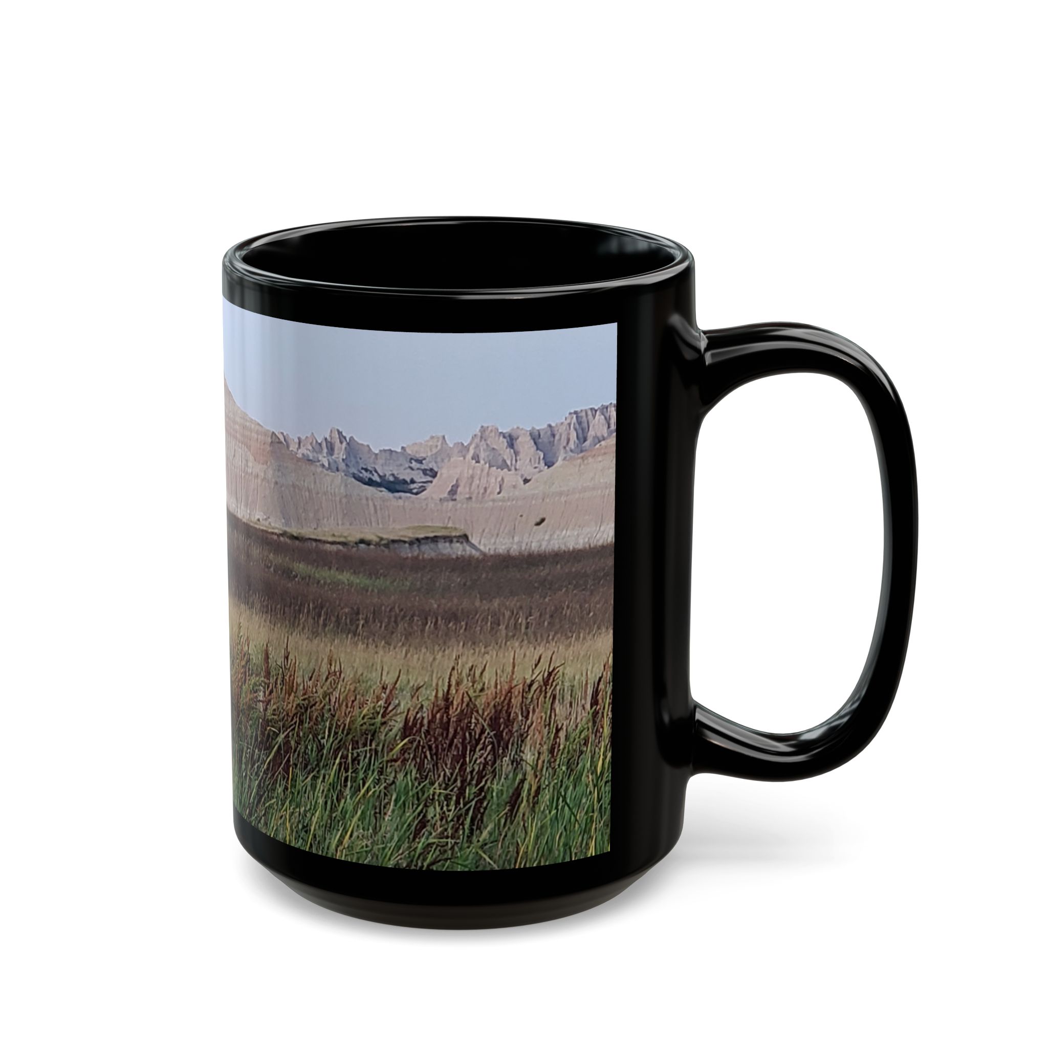 Sandstone Buttes at Badlands National Park Black Ceramic Wraparound Mug with Scenic Photo Print, Original GentleSeas Photography - Image 7