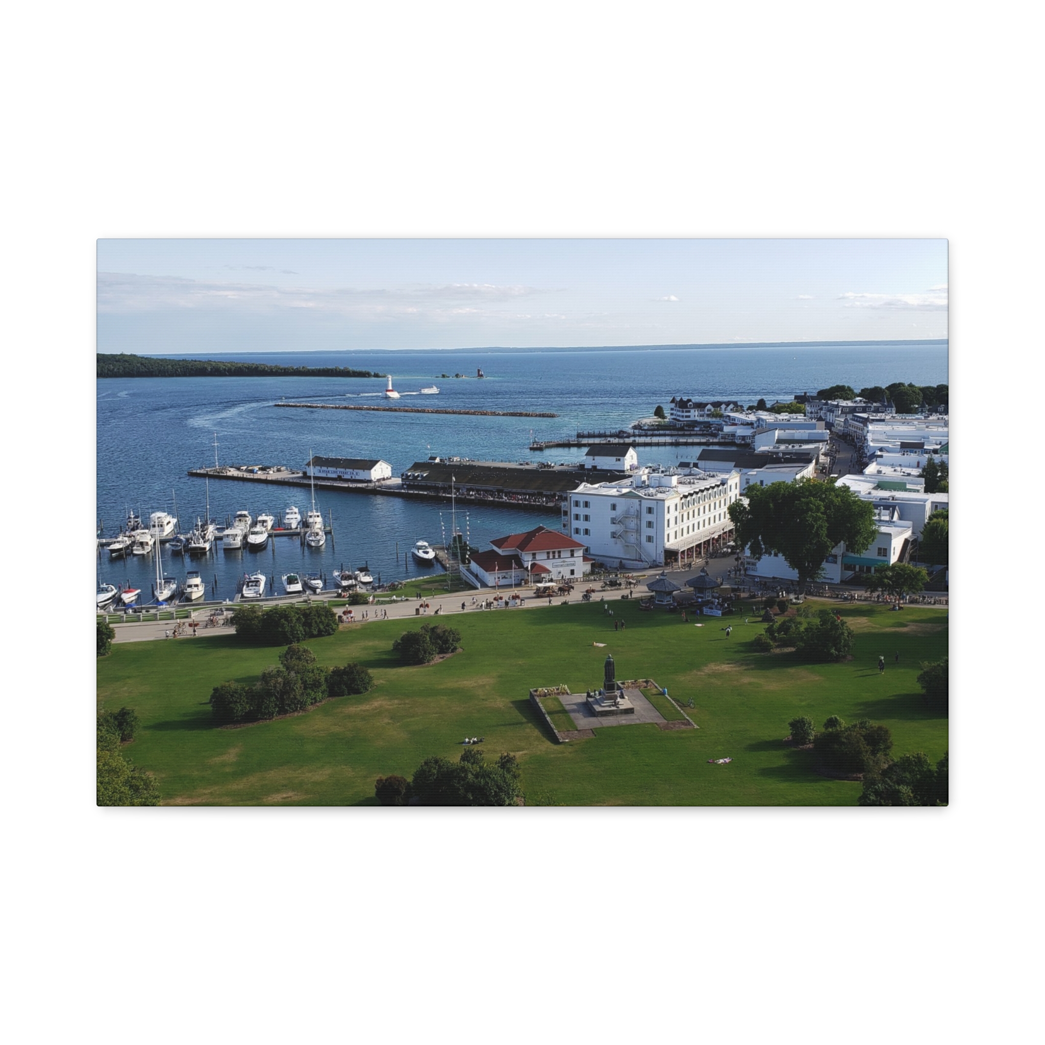 Harbor and Downtown Mackinac Island Wrapped Canvas Wall Art – Michigan Great Lakes Photography – Lake Huron Marina, Waterfront, and Historic Downtown Print Ready to Hang - Image 13