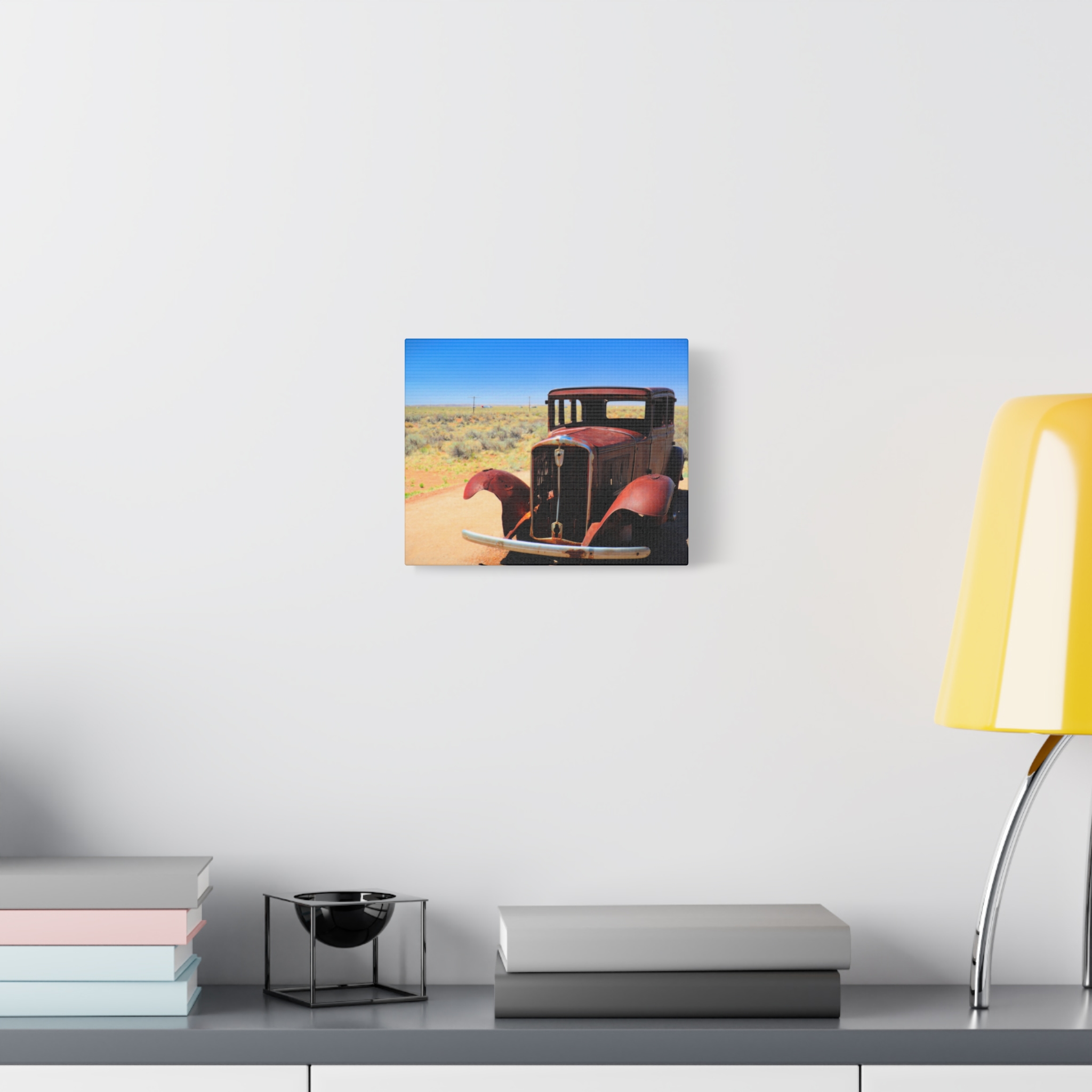 Antique Car – Wrapped Canvas Wall Art | Route 66 Near Holbrook, Arizona Print | Vintage Americana Desert Home Decor - Image 3