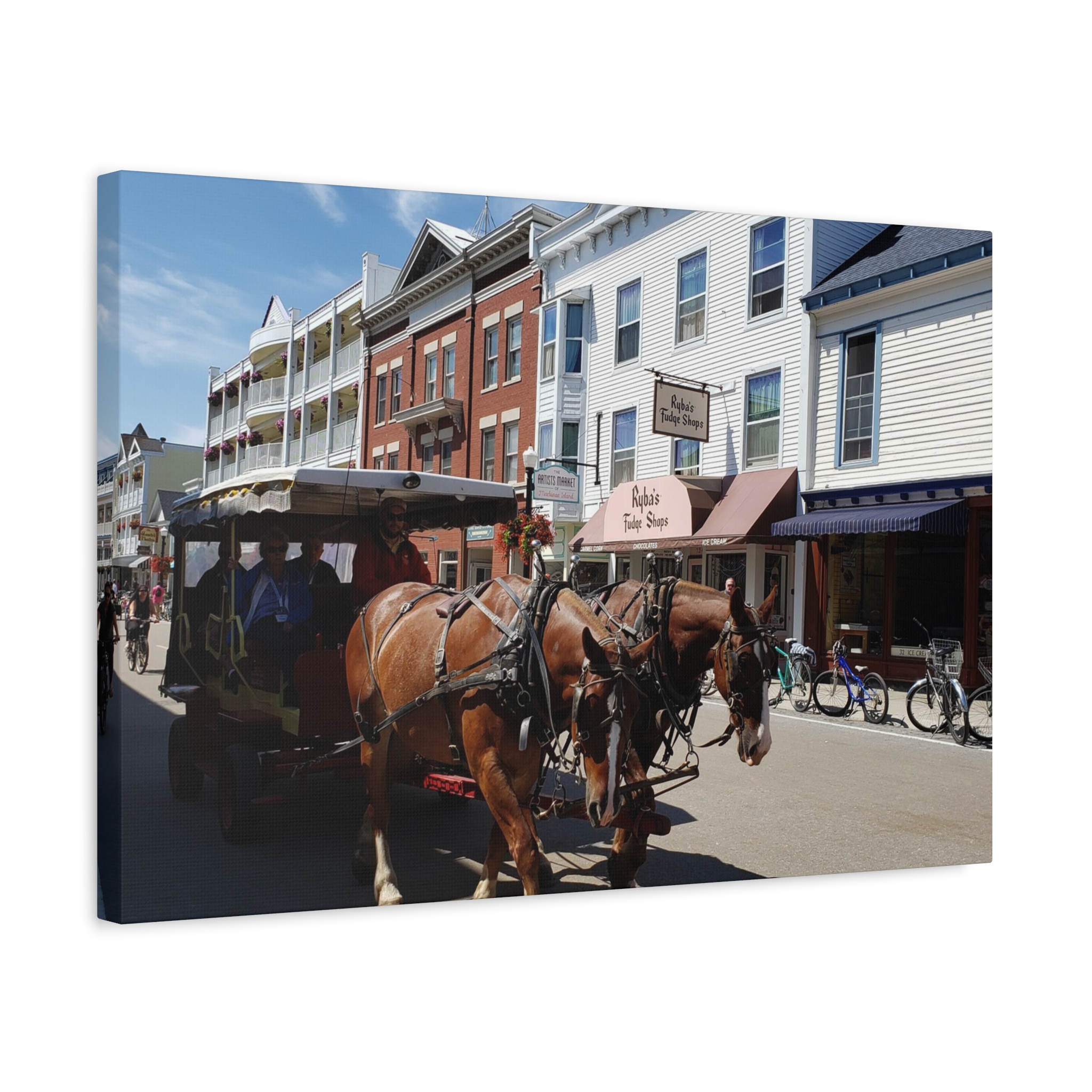 Downtown Horse and Carriage on Mackinac Island Wrapped Canvas Wall Art – Historic Michigan Street Scene Photography – Great Lakes Travel Décor – Horses, Carriage Rides, and Island Life Print Ready to... - Image 14