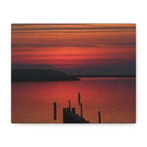 Sunset Over Albemarle Sound North Carolina – Outer Banks Wrapped Canvas Wall Art | GentleSeas Coastal Photography