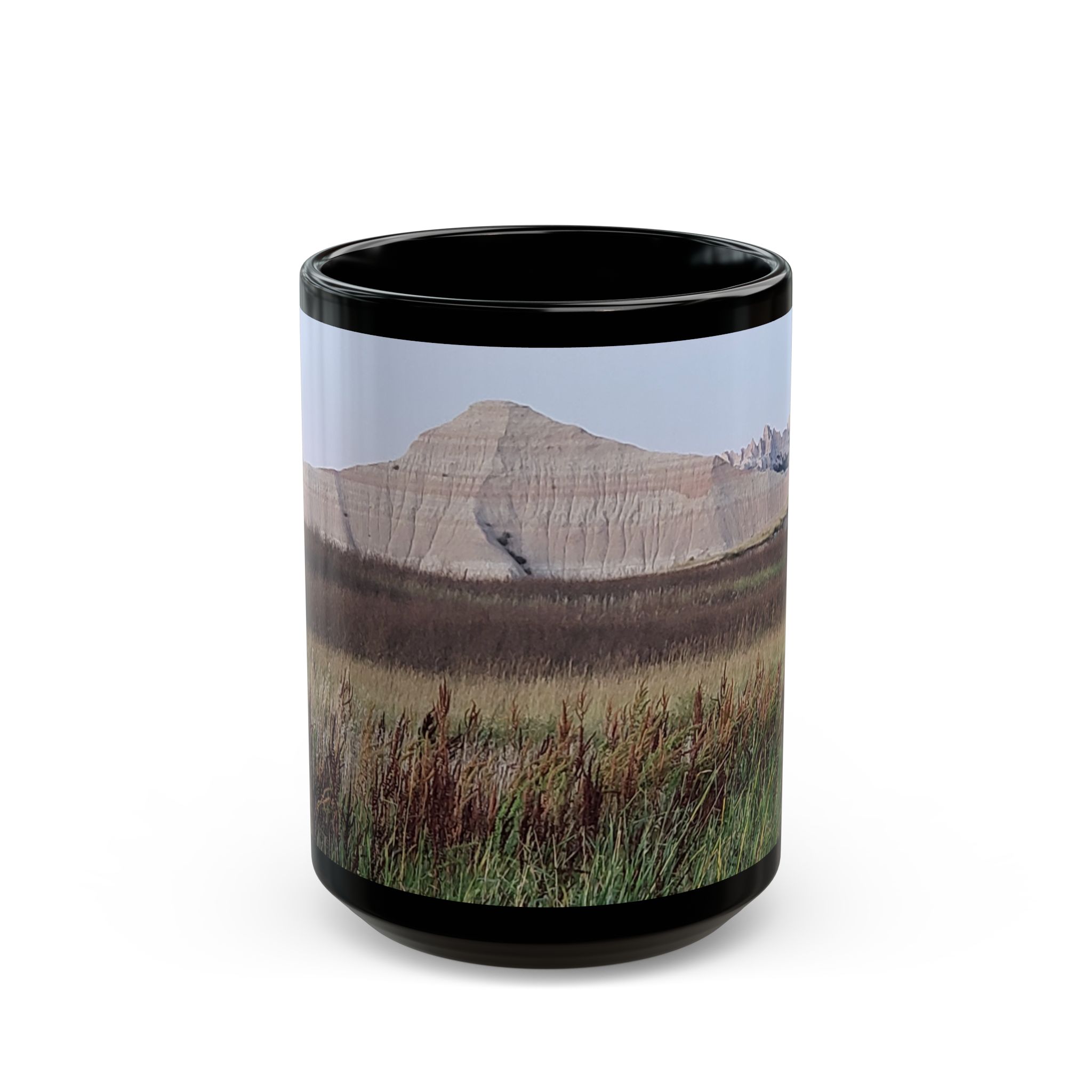 Sandstone Buttes at Badlands National Park Black Ceramic Wraparound Mug with Scenic Photo Print, Original GentleSeas Photography - Image 6