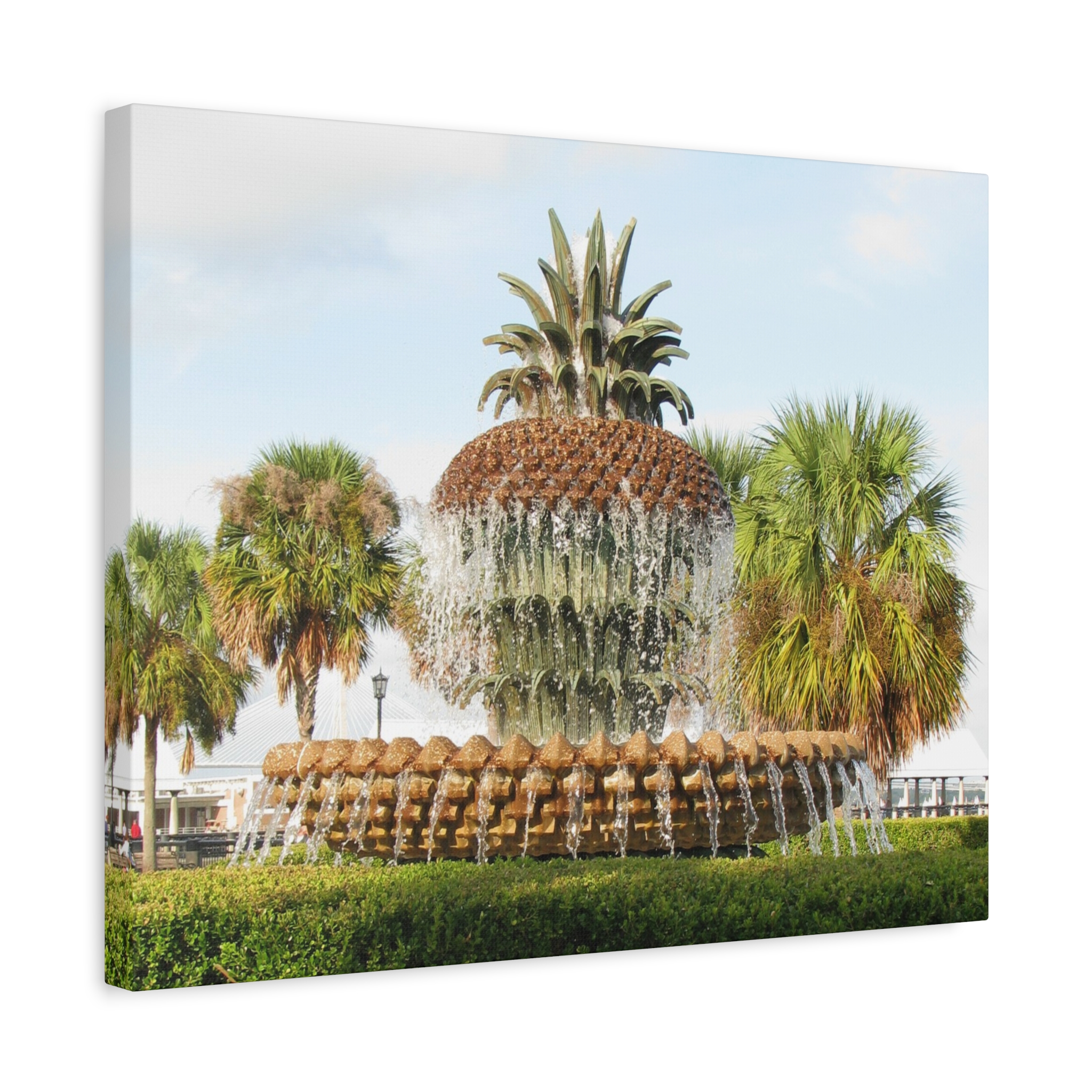 Wrapped Canvas Wall Art of Pineapple Fountain in Charleston South Carolina – Riley Waterfront Park Southern Coastal Décor Landmark Photography - Image 10