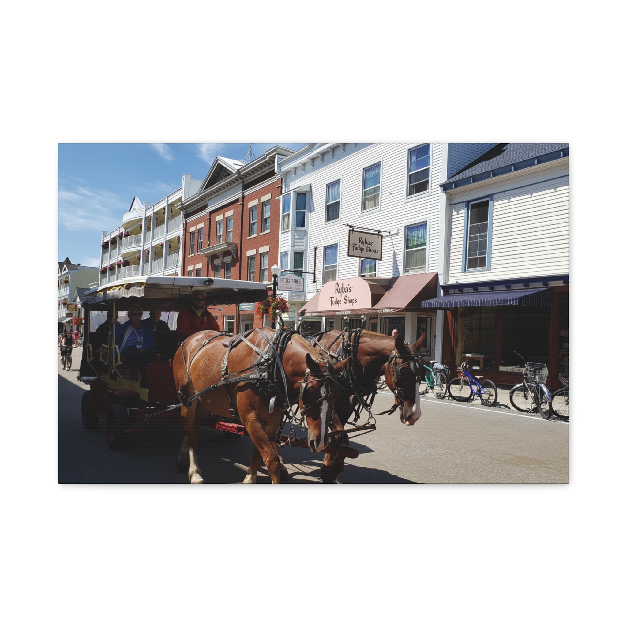 Downtown Horse and Carriage on Mackinac Island Wrapped Canvas Wall Art – Historic Michigan Street Scene Photography – Great Lakes Travel Décor – Horses, Carriage Rides, and Island Life Print Ready to... - Image 13