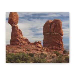 Balanced Rock at Arches National Park, Utah – Gallery-Wrapped Canvas Wall Art of Iconic Red Rock Desert Landscape, Nature Photography Home and Office Décor