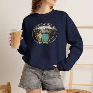 Arch Rock on Mackinac Island Michigan Scenic Photography Crewneck Sweatshirt, Cozy Outdoor Apparel, Original GentleSeas Photography