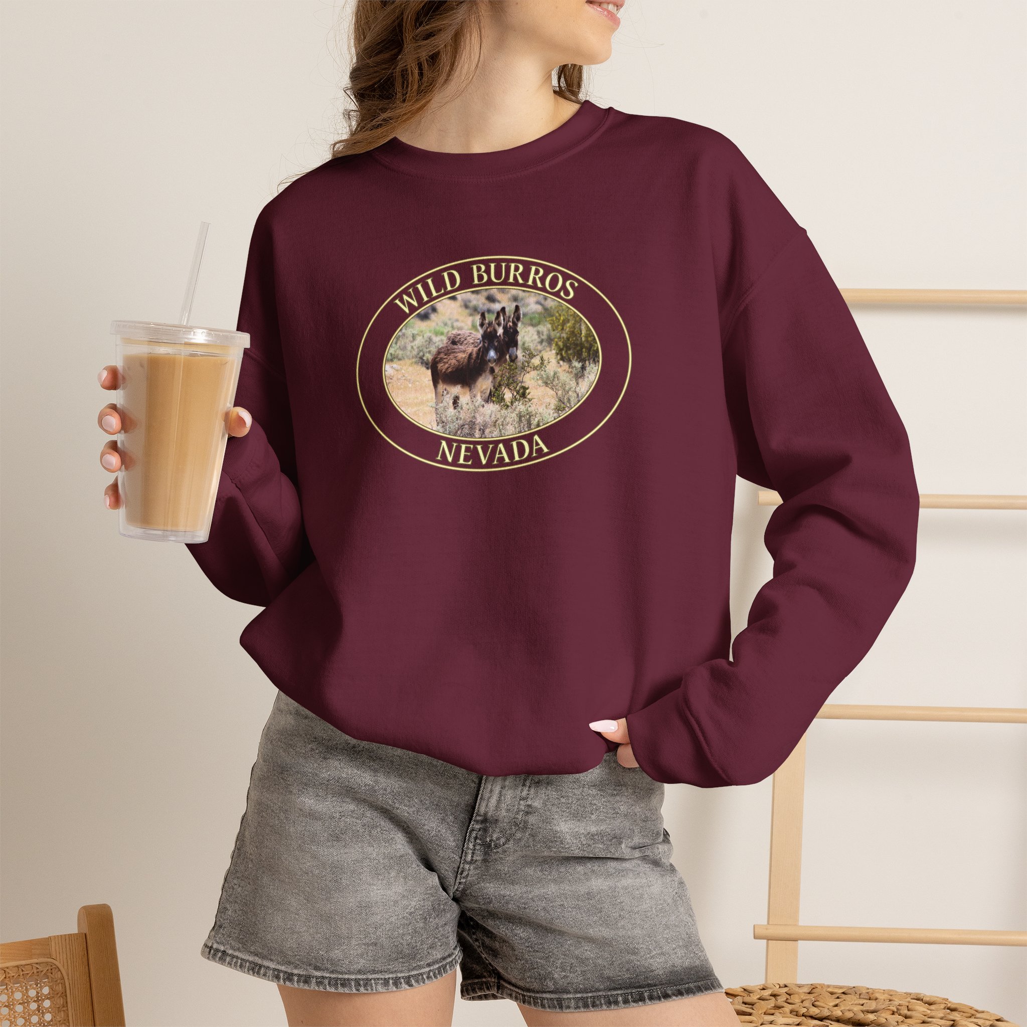 GentleSeas Wild Donkey Couple Crewneck Sweatshirt Featuring Original Western Nevada Photography - Image 14