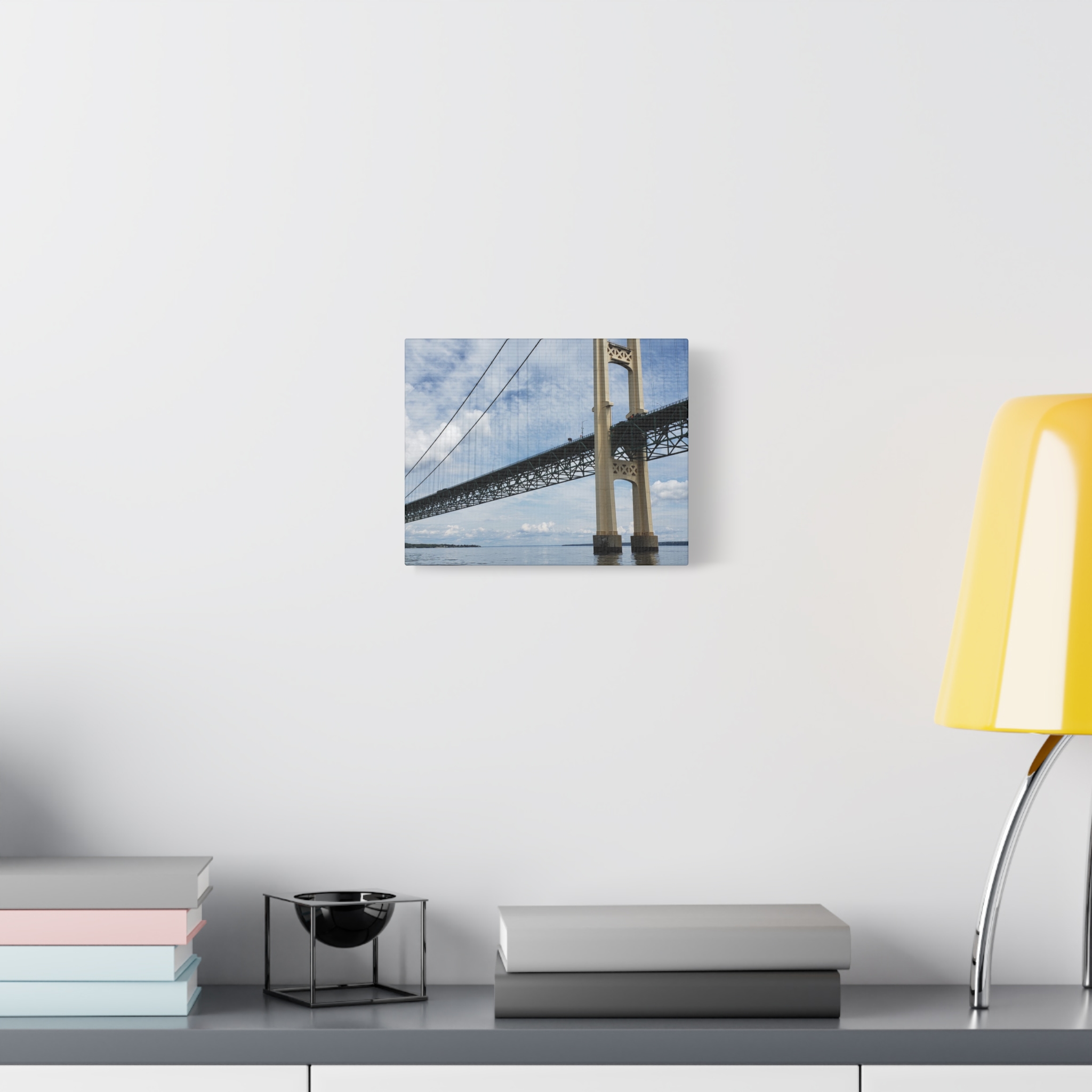 Mighty Mac Mackinac Bridge Wrapped Canvas Wall Art – Michigan Great Lakes Landmark Photography – Lake Huron and Lake Michigan Suspension Bridge Print Ready to Hang - Image 3