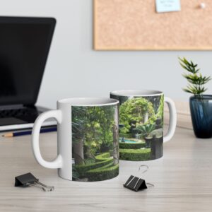 Charleston Garden with Small Fountain Ceramic Wraparound Mug Featuring Original GentleSeas Photography - Nature Inspired Drinkware for Travel and Outdoor Lovers