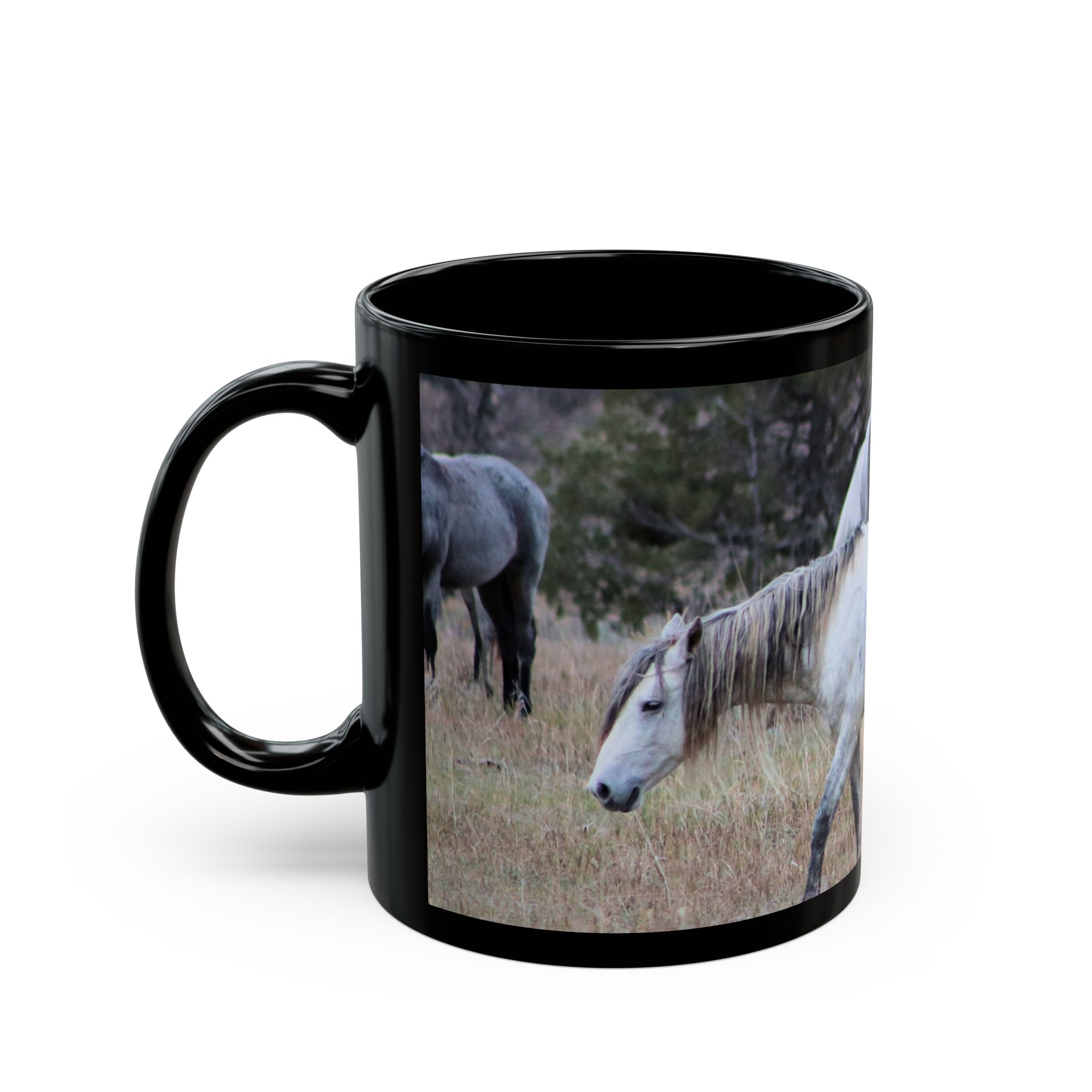 Herd of Wild Horses at Theodore Roosevelt National Park Black Ceramic Wraparound Mug Featuring Scenic Original GentleSeas Photography - Image 4