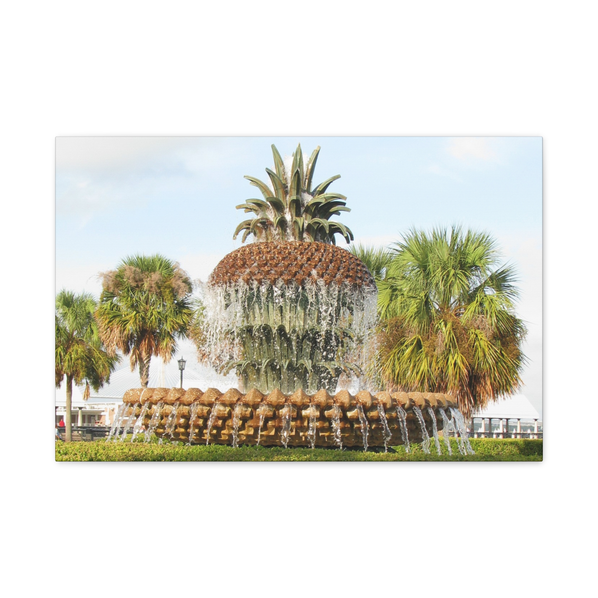 Wrapped Canvas Wall Art of Pineapple Fountain in Charleston South Carolina – Riley Waterfront Park Southern Coastal Décor Landmark Photography - Image 13