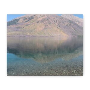 Lake McDonald at Glacier National Park Wrapped Canvas Wall Art – Montana Mountain Landscape Photography – Crystal Clear Water and Rocky Shore Great Outdoors Print Ready to Hang
