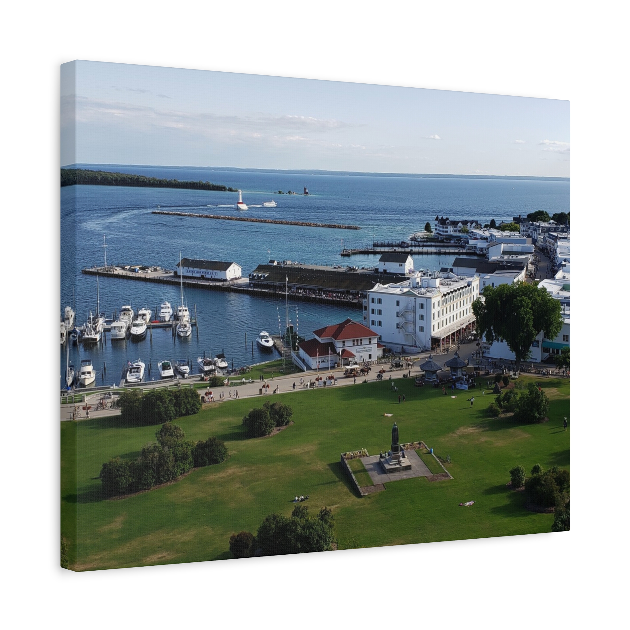 Harbor and Downtown Mackinac Island Wrapped Canvas Wall Art – Michigan Great Lakes Photography – Lake Huron Marina, Waterfront, and Historic Downtown Print Ready to Hang - Image 10