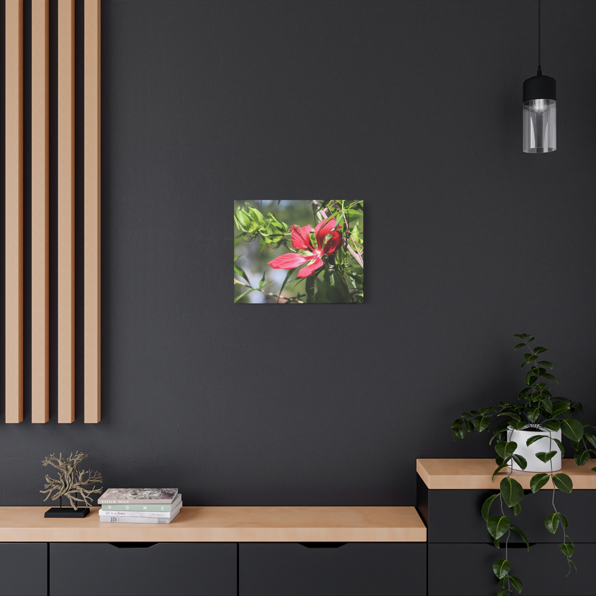 Blazing Star Hibiscus Canvas Wall Art – Vibrant Red Summer Flower Photography, Botanical Nature Print from North Carolina Gardens – Wrapped Canvas Home Decor - Image 12