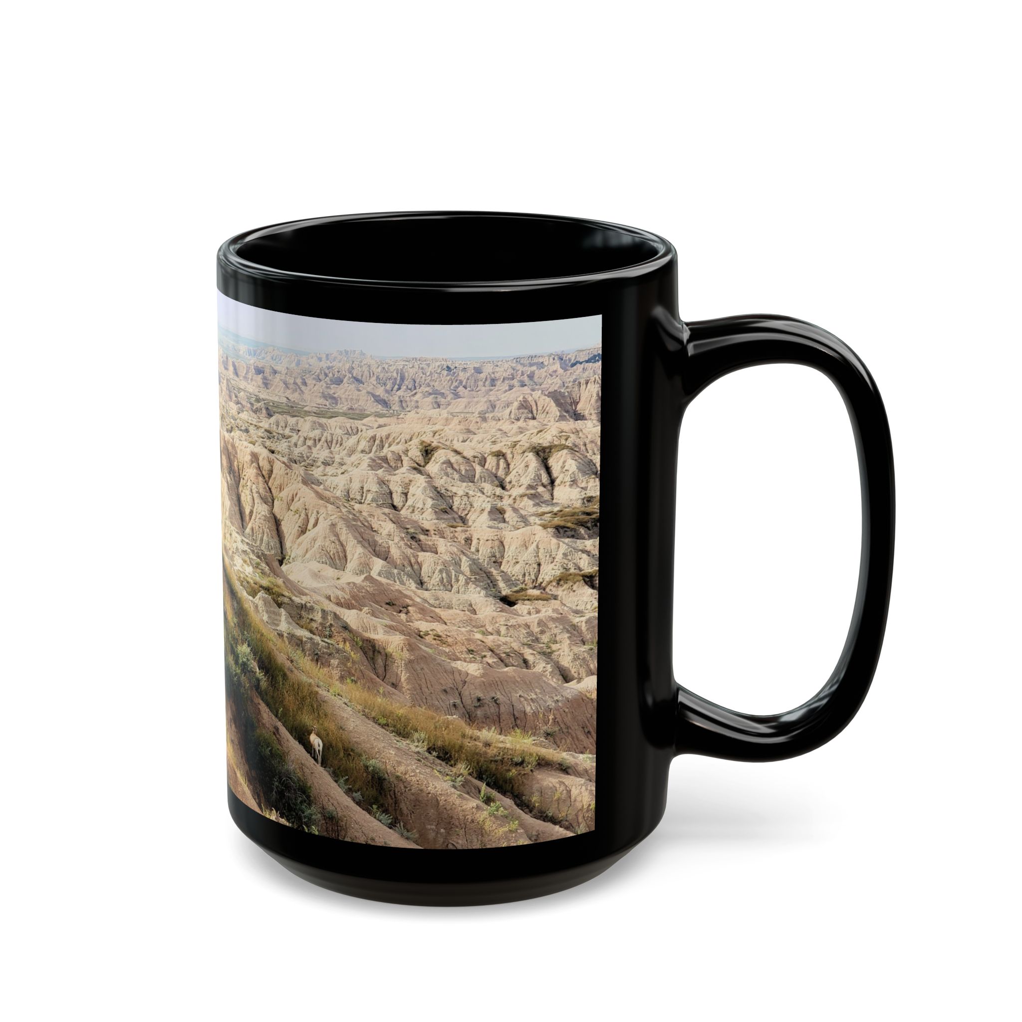 Bighorn Sheep Herd on Hill, Black Ceramic Wraparound Mug Featuring Original GentleSeas Photography from Badlands National Park - 11oz & 15oz - Image 7