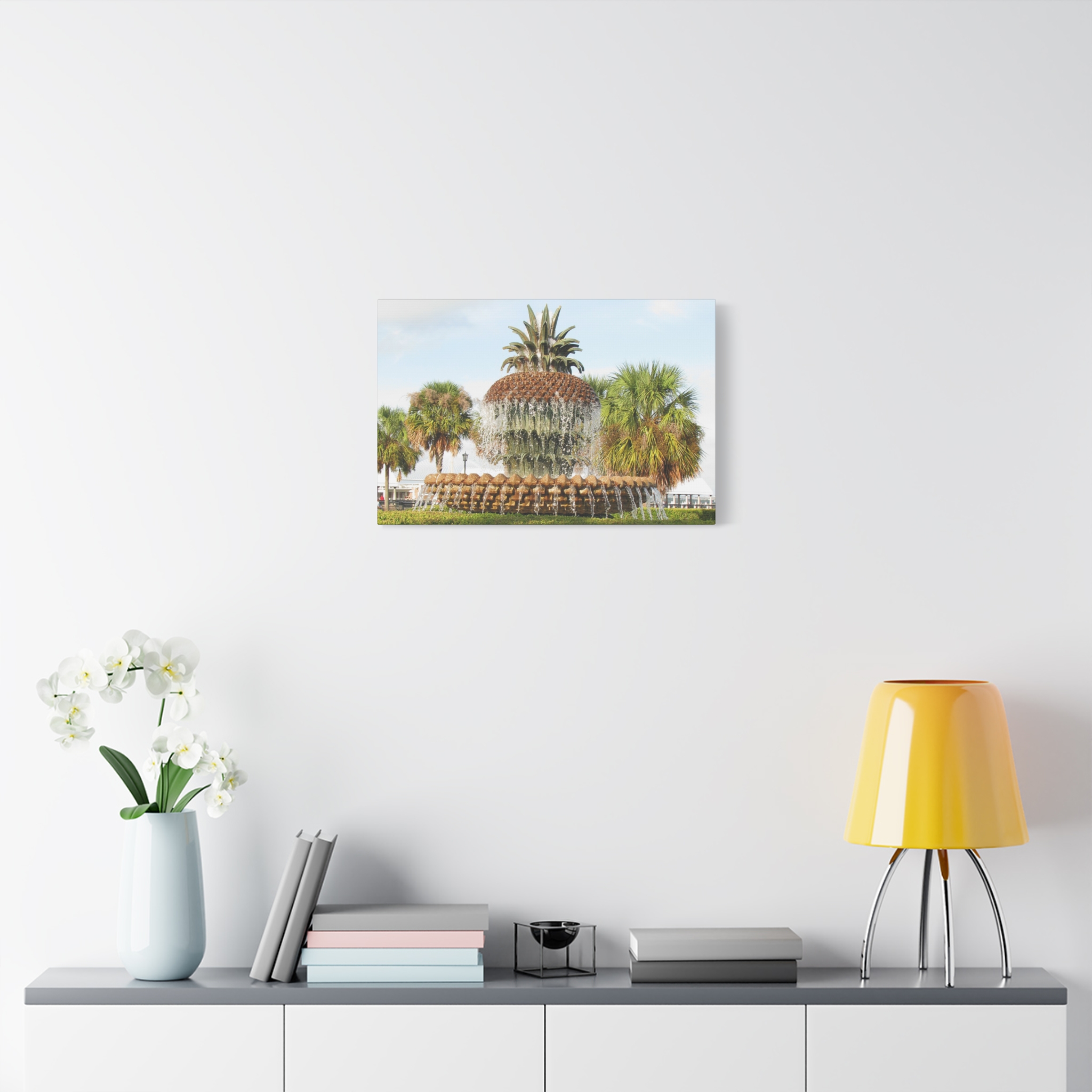 Wrapped Canvas Wall Art of Pineapple Fountain in Charleston South Carolina – Riley Waterfront Park Southern Coastal Décor Landmark Photography - Image 15