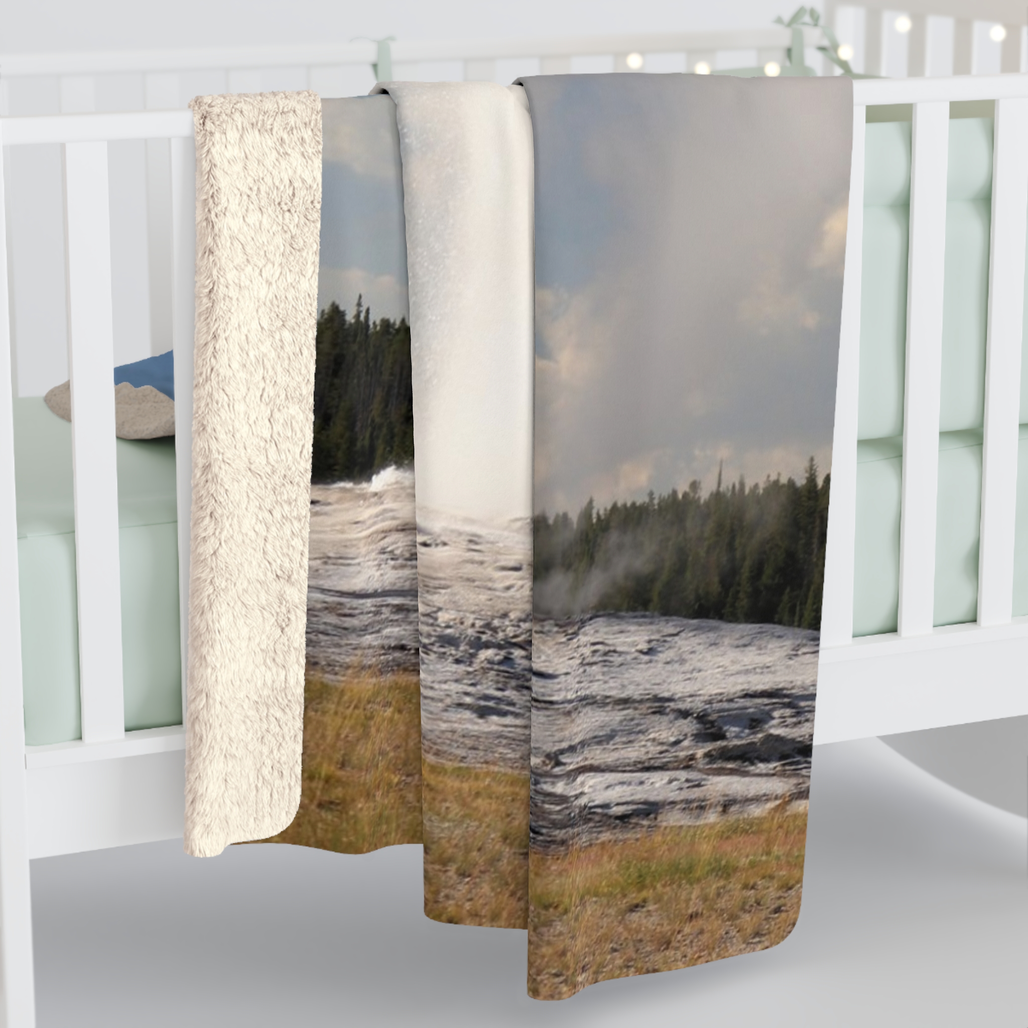 GentleSeas Sherpa Fleece Blanket Featuring Old Faithful Geyser Eruption at Yellowstone National Park - Image 8