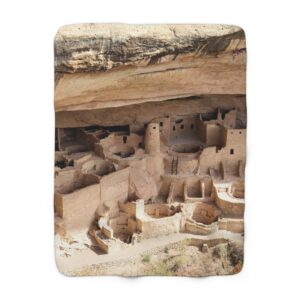 GentleSeas Sherpa Fleece Blanket Featuring Cliff Palace at Mesa Verde National Park – Cozy Travel and Outdoor Throw